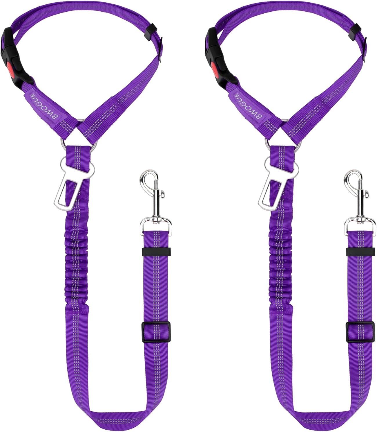 BWOGUE 2 Pack Dog Seat Belt for Car, Headrest Restraint Safety Leads | Headrest Loop for Car Travel, 18-30 in Adjustable, 2-in-1 Seat Belt and Leash, 2 Pack for Dogs and Cats, Use with Dog Harness - Image 25