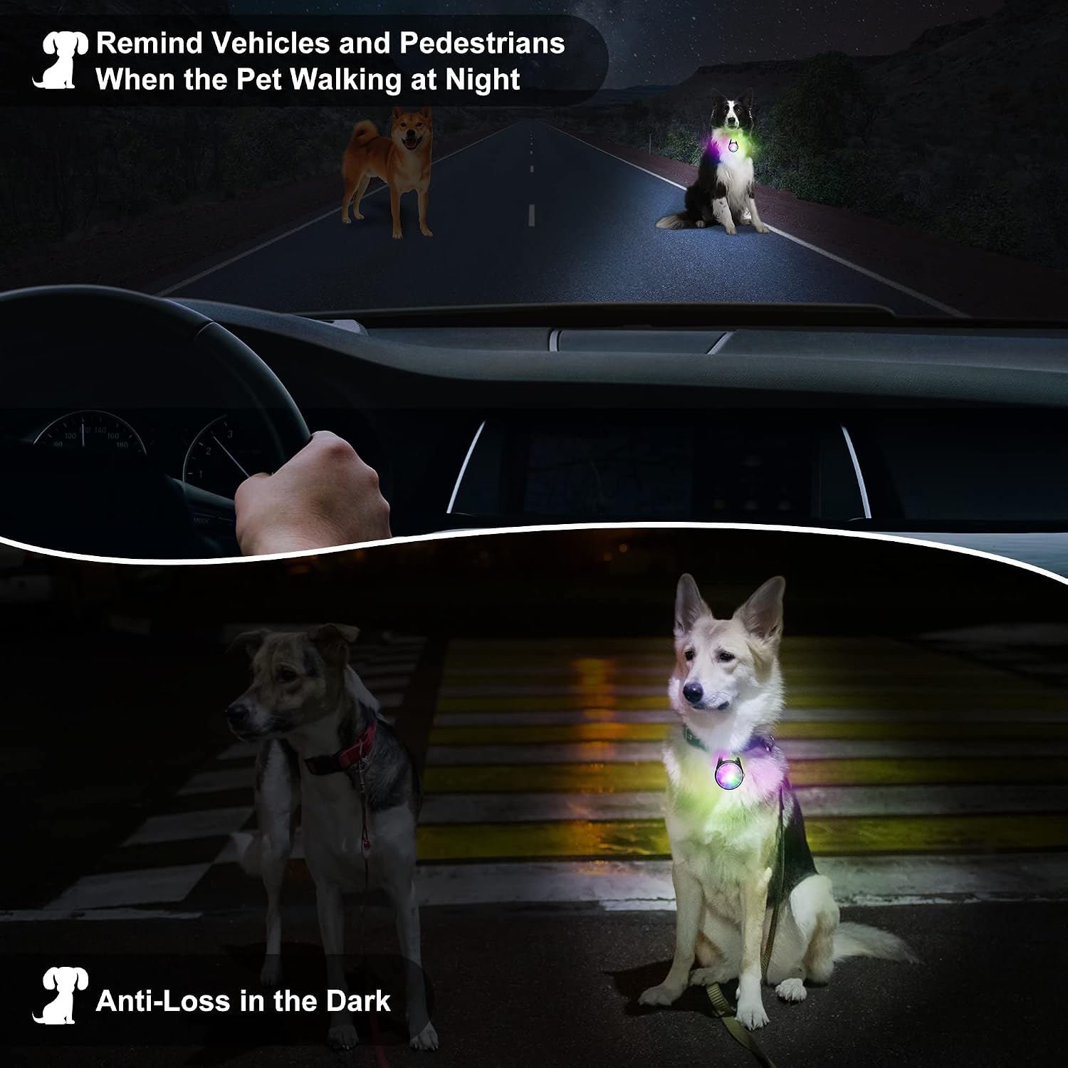 Dog Collar Light, 4 Modes Dog Lights for Night Walking, Rechargeable LED Pet Collar Light for Nighttime Clip on, IP68 Waterproof Pet Walking Accessories-2 Pack(Black) - Image 7