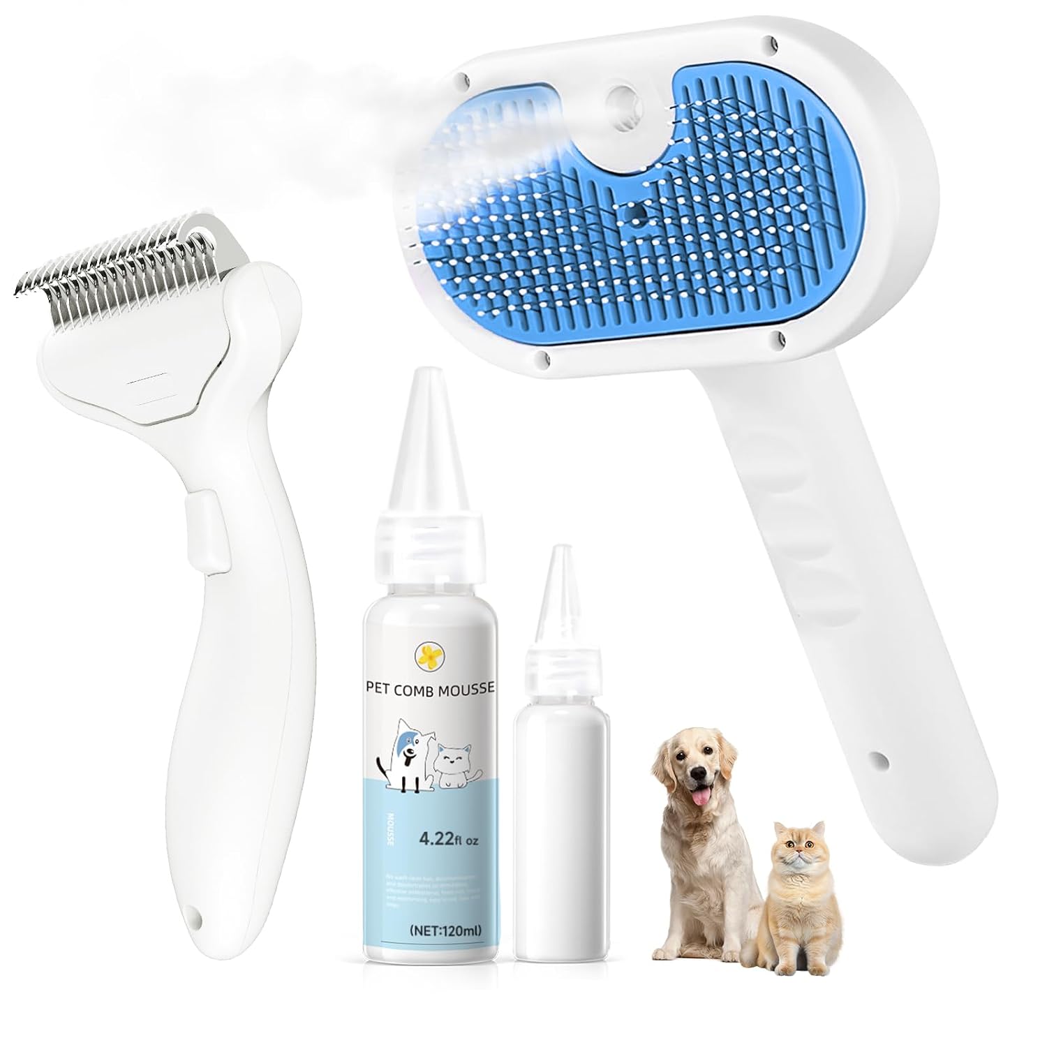 LetsFeed Pet Steam Brush for Dogs & Cats, 3-in-1 Shedding Grooming Tool | Self Cleaning Spray Comb with Mist, Dog Brush for Shedding, Cat Brush for Hair Removal, Long Haired Pet, Waterless Shampoo - Image 12