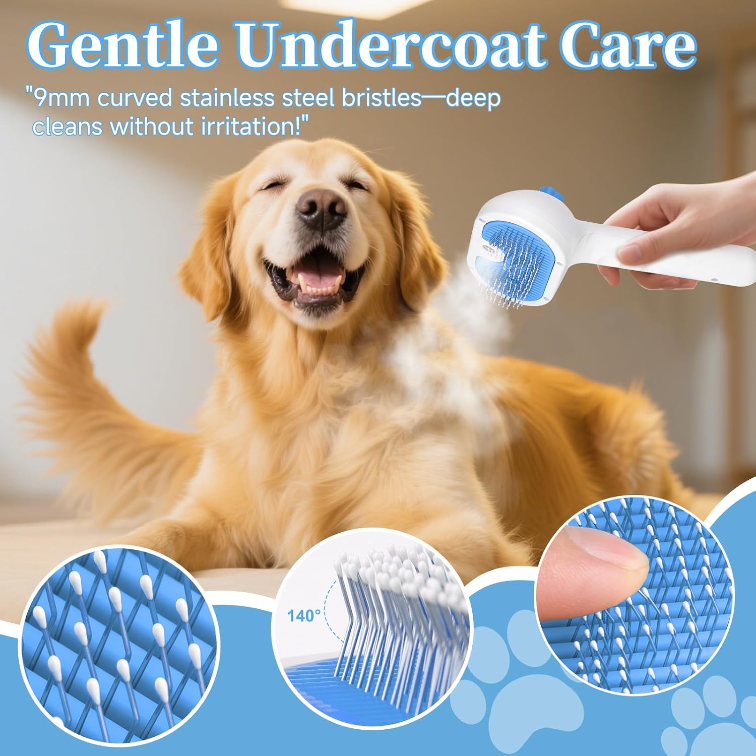 LetsFeed Pet Steam Brush for Dogs & Cats, 3-in-1 Shedding Grooming Tool | Self Cleaning Spray Comb with Mist, Dog Brush for Shedding, Cat Brush for Hair Removal, Long Haired Pet, Waterless Shampoo - Image 5