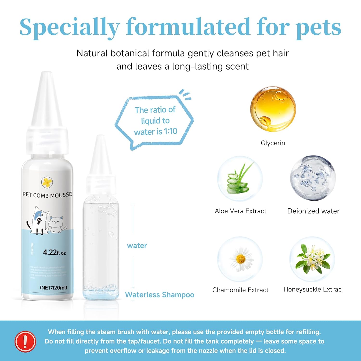 LetsFeed Pet Steam Brush for Dogs & Cats, 3-in-1 Shedding Grooming Tool | Self Cleaning Spray Comb with Mist, Dog Brush for Shedding, Cat Brush for Hair Removal, Long Haired Pet, Waterless Shampoo - Image 3