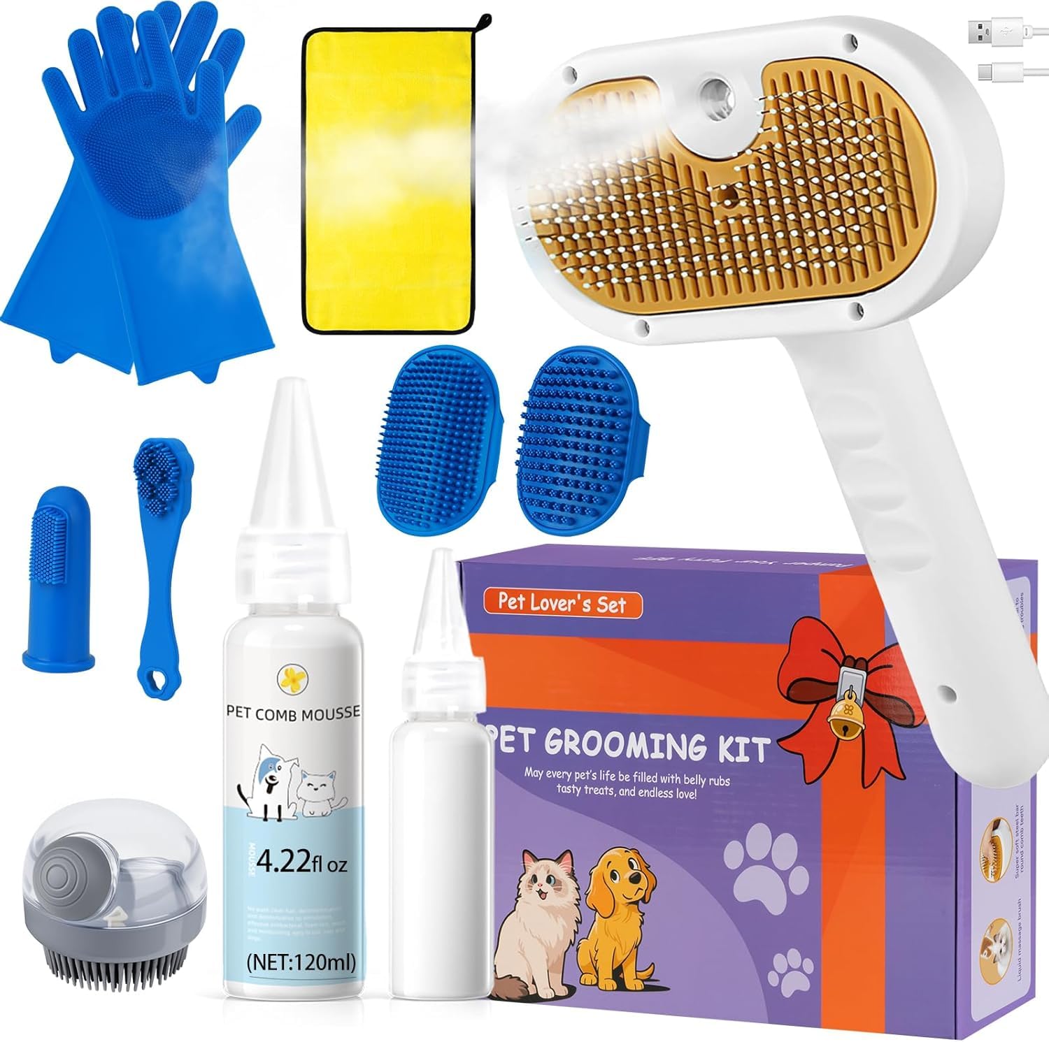 LetsFeed Pet Steam Brush for Dogs & Cats, 3-in-1 Shedding Grooming Tool | Self Cleaning Spray Comb with Mist, Dog Brush for Shedding, Cat Brush for Hair Removal, Long Haired Pet, Waterless Shampoo - Image 11