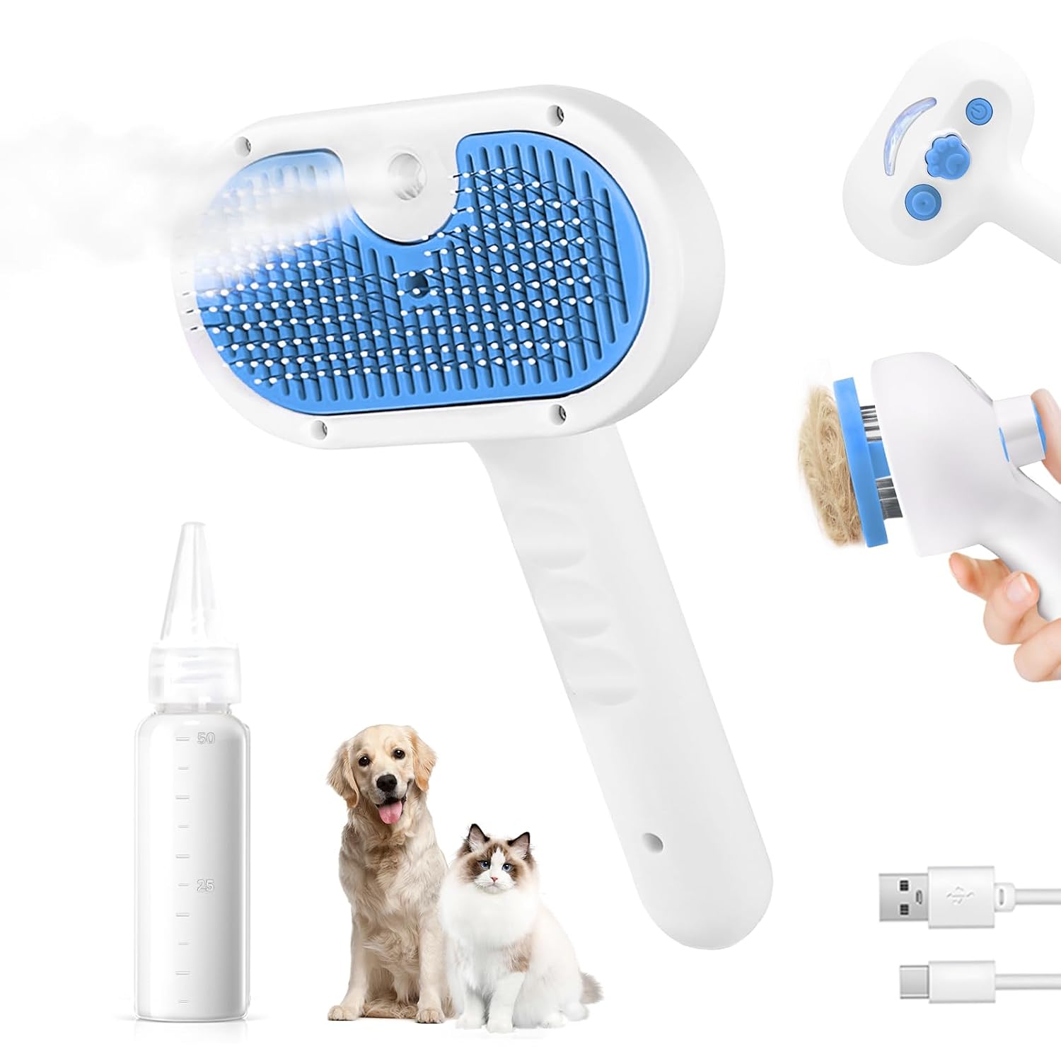 LetsFeed Pet Steam Brush for Dogs & Cats, 3-in-1 Shedding Grooming Tool | Self Cleaning Spray Comb with Mist, Dog Brush for Shedding, Cat Brush for Hair Removal, Long Haired Pet, Waterless Shampoo - Image 10