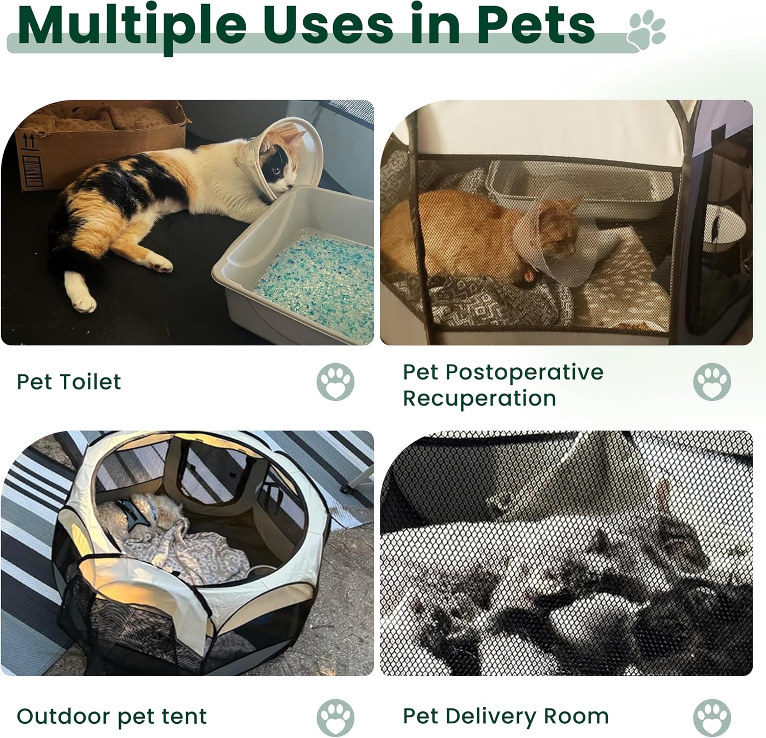 Love's cabin Pet Puppy Dog Playpen, Small Dog Tent Crates Cage Indoor/Outdoor, Portable Playpen for Cat, Foldable Pop Up Dog Kennel Playpen with Carring Case, Removable Zipper Top, Grey - Image 4