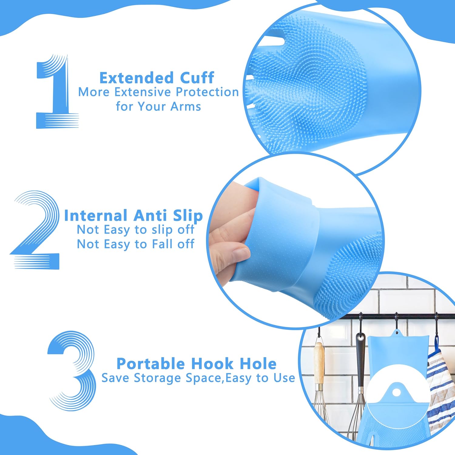 Maiiu Pet Grooming Gloves—Dog Washing Gloves with High-Density Teeth | Dog Bath Scrubber with Enhanced Five Finger Design, Silicone Gloves for Dogs and Cats Bathing, Massage (Blue) - Image 6