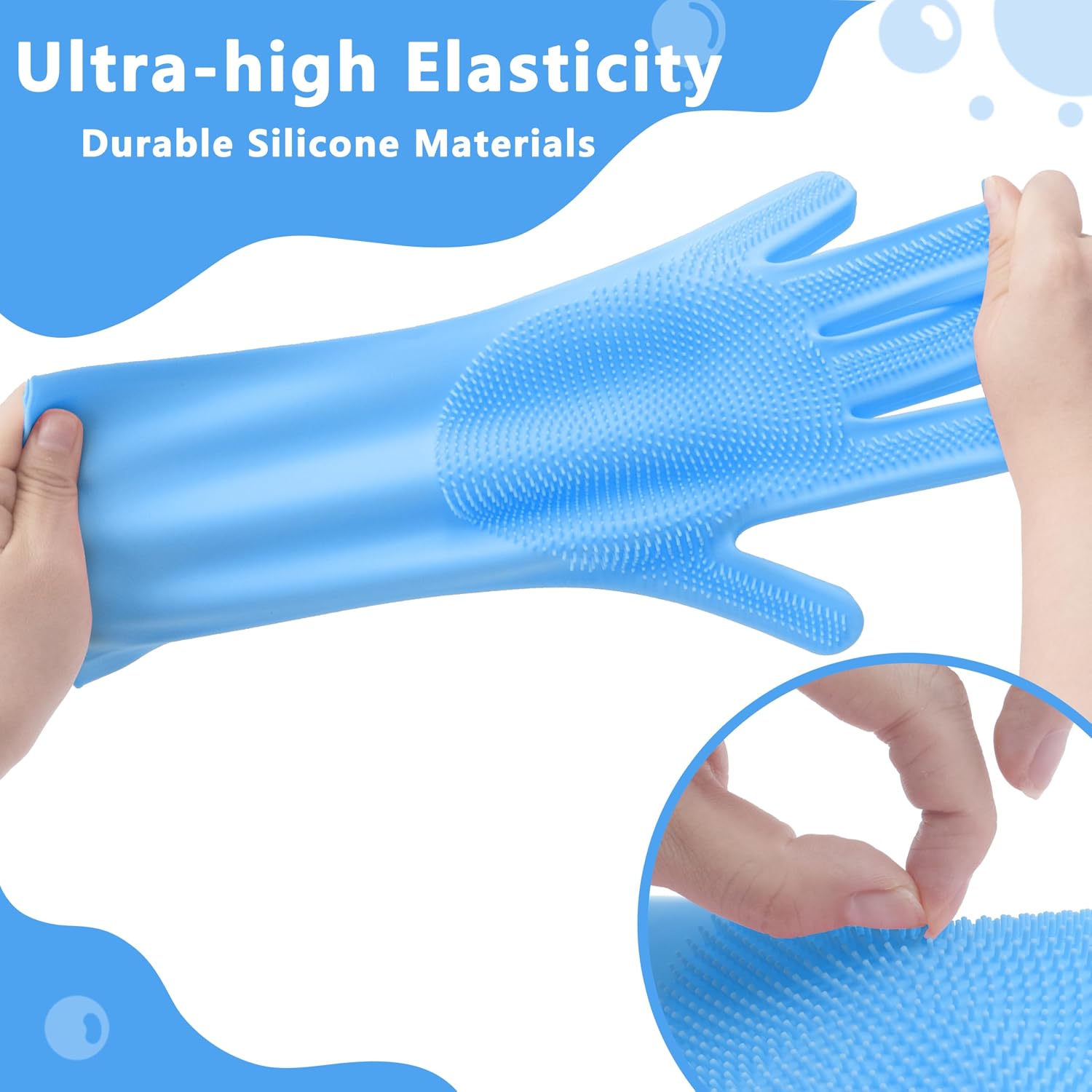 Maiiu Pet Grooming Gloves—Dog Washing Gloves with High-Density Teeth | Dog Bath Scrubber with Enhanced Five Finger Design, Silicone Gloves for Dogs and Cats Bathing, Massage (Blue) - Image 5