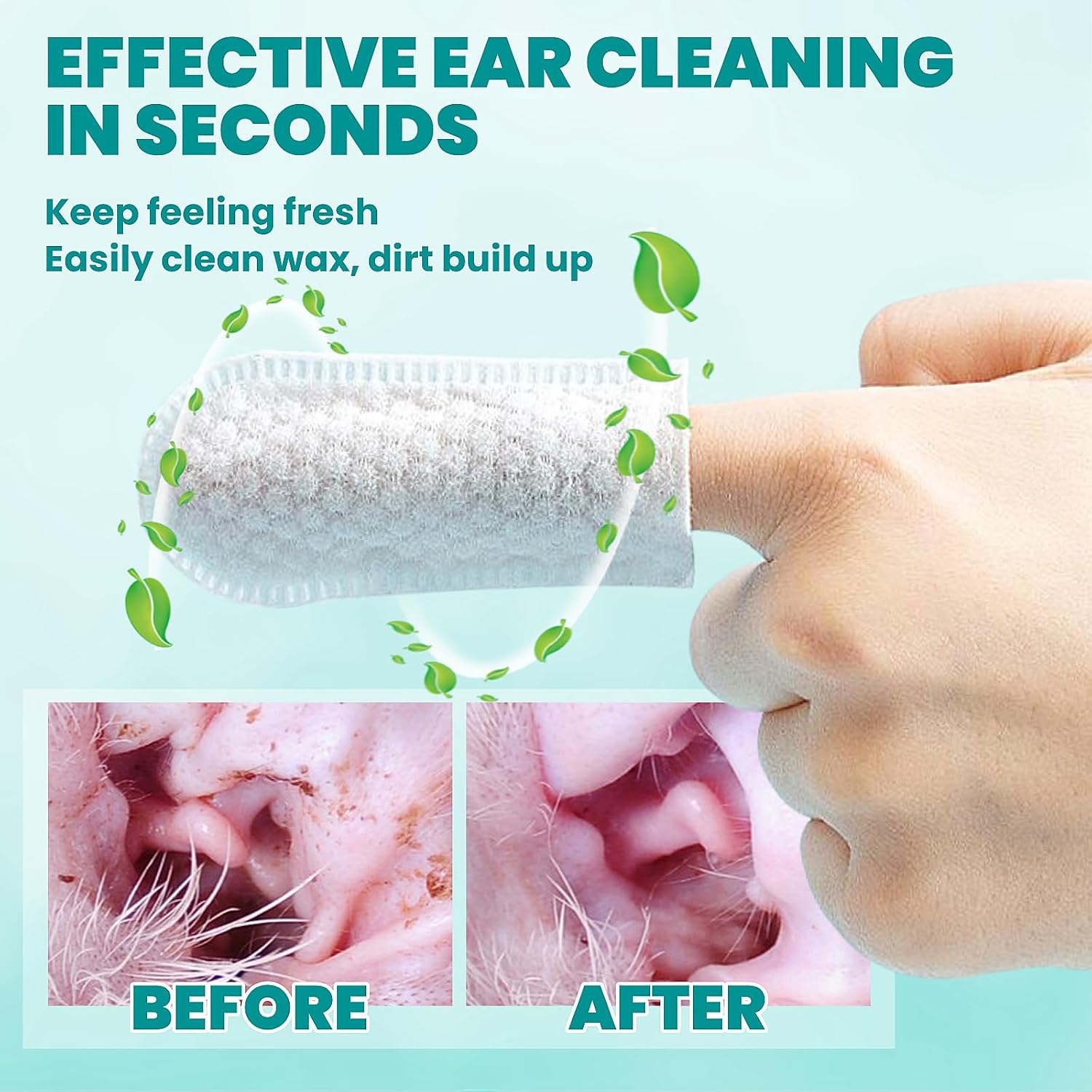 MEDUWEDU Ear Cleaner Finger Wipes 60 Counts, Dog Ear Cleaner, Grooming Kit Care for Dogs and Cats, Soft & Easy Otic Cleaning Pads, Remove Wax, Dirt & Stop Smelly, Itchy, Non-Irritating, Coconut Scent - Image 4