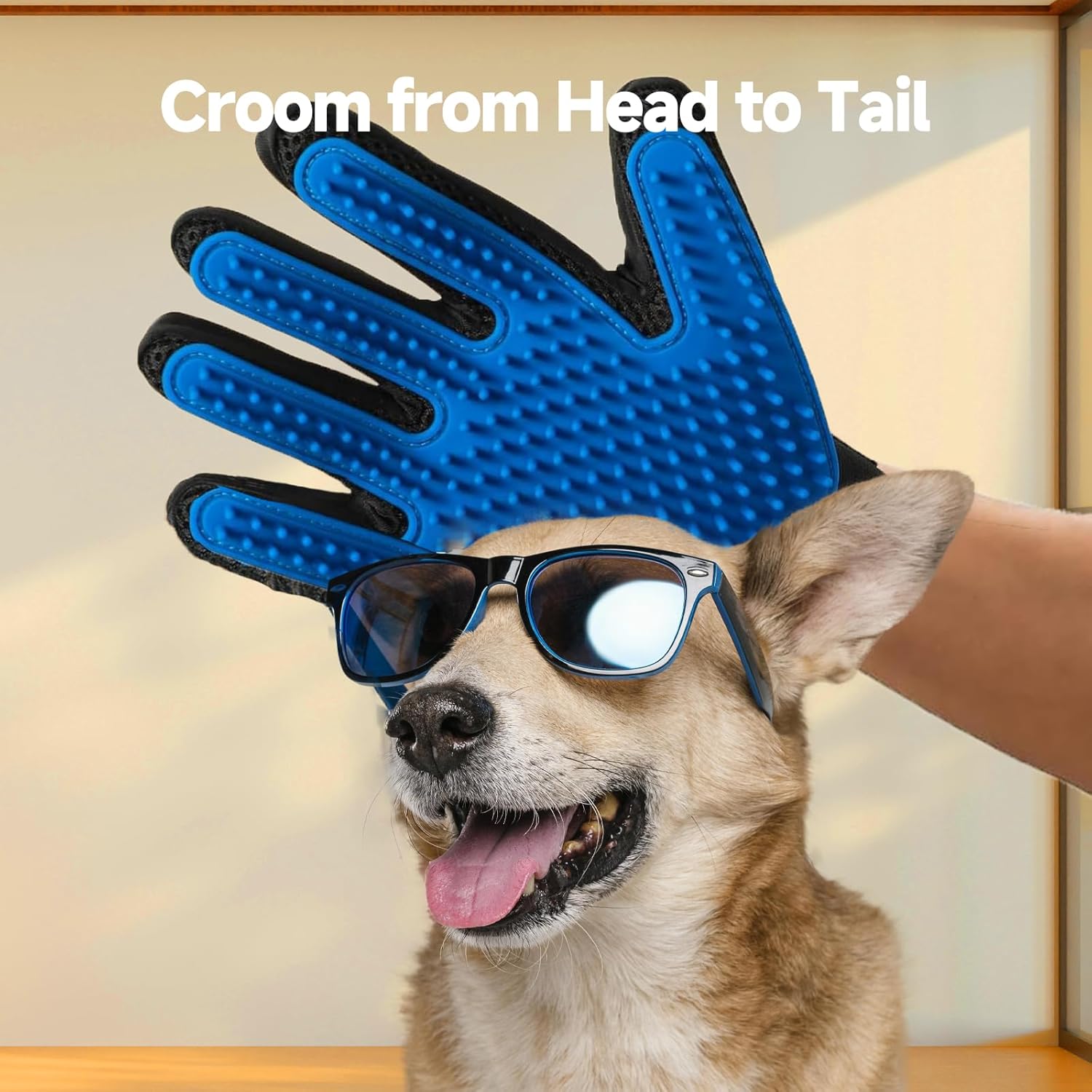 NVNAN Pet Hair Removal Glove for Dogs & Cats, 2-Pack Blue | 2-in-1 deshedding brush and massage mitt for shedding control, bathing and washing, safe for short or long hair pets - Image 5