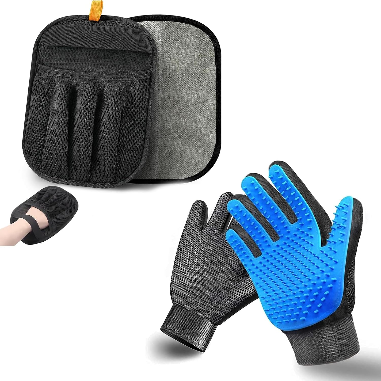 NVNAN Pet Hair Removal Glove for Dogs & Cats, 2-Pack Blue | 2-in-1 deshedding brush and massage mitt for shedding control, bathing and washing, safe for short or long hair pets - Image 12