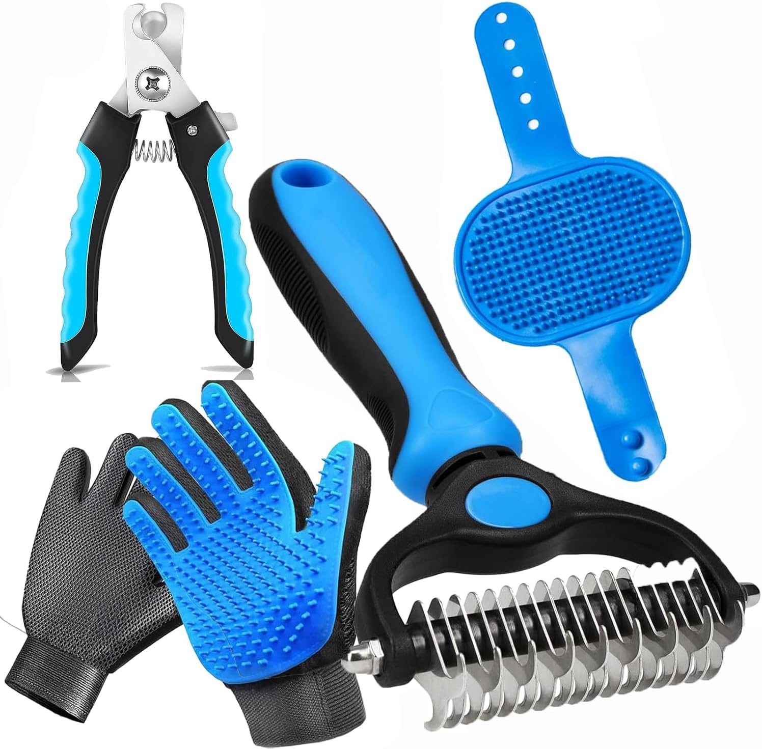 NVNAN Pet Hair Removal Glove for Dogs & Cats, 2-Pack Blue | 2-in-1 deshedding brush and massage mitt for shedding control, bathing and washing, safe for short or long hair pets - Image 9