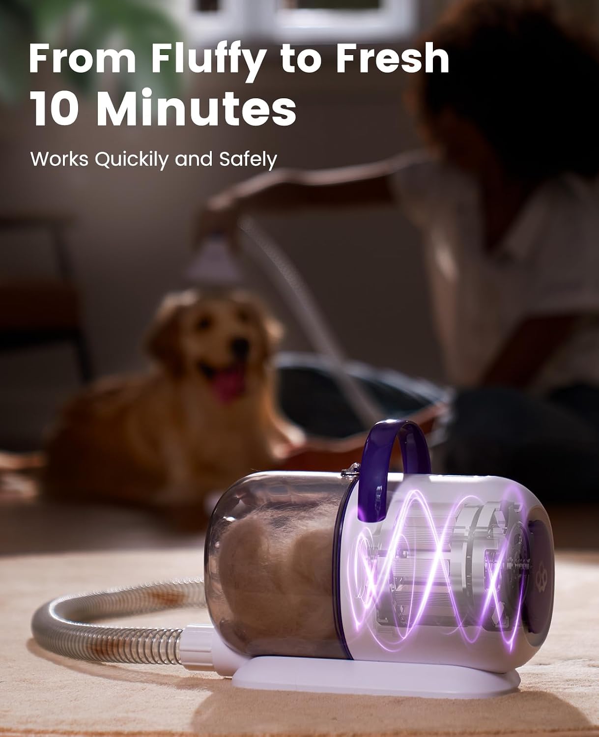 oneisall Dog Hair Vacuum Shedding Grooming Brush Kits for Pet Thick Coats | 15000Pa,3 Suction Low Noise,1.5L Dust Cup,5 in 1 Kits(Grooming/Deshedding/Cleaning Brush,Remover Roller,Crevice Tool), LM5 - Image 6