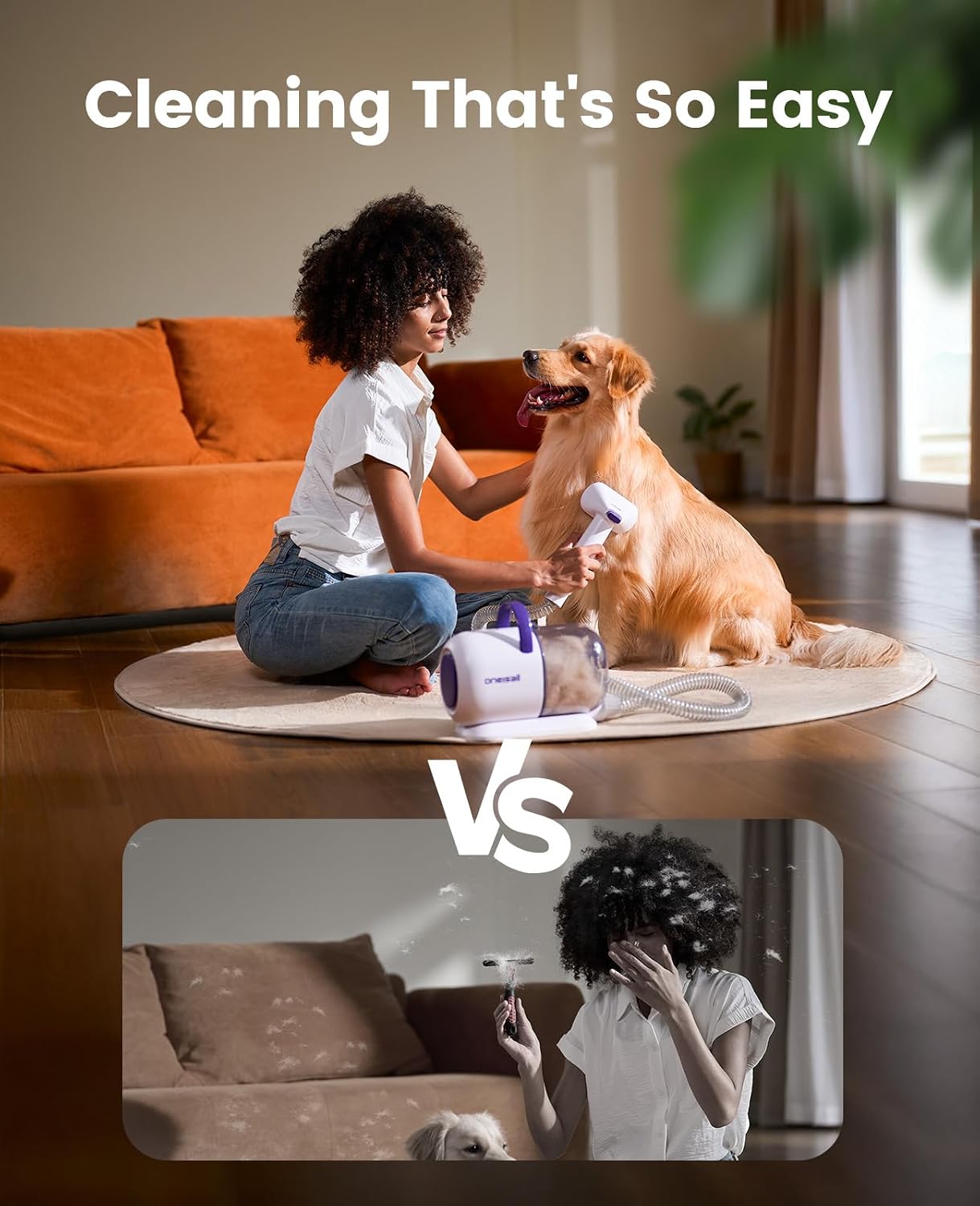 oneisall Dog Hair Vacuum Shedding Grooming Brush Kits for Pet Thick Coats | 15000Pa,3 Suction Low Noise,1.5L Dust Cup,5 in 1 Kits(Grooming/Deshedding/Cleaning Brush,Remover Roller,Crevice Tool), LM5 - Image 8
