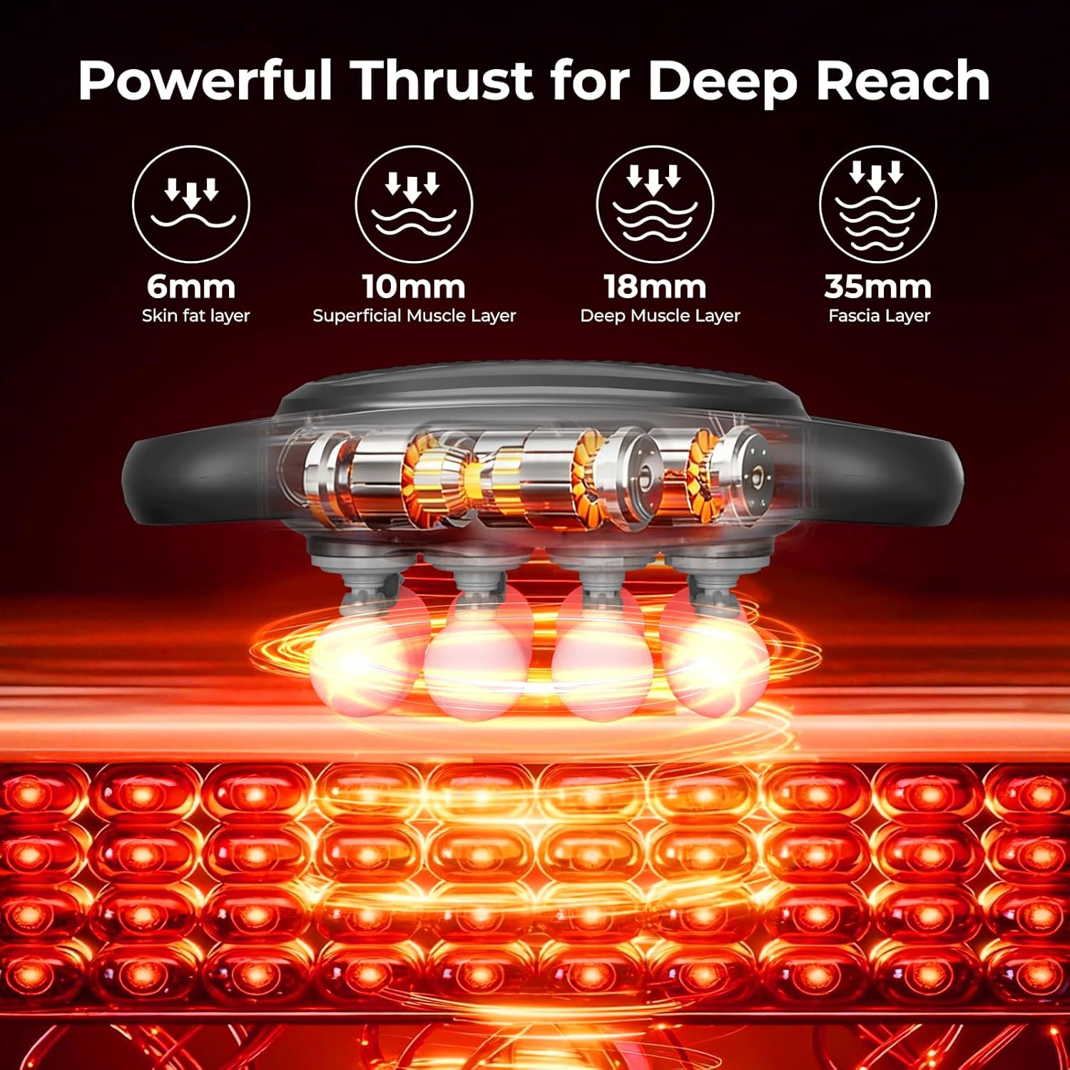 16 Head Massage Gun, Deep Tissue Percussion Massager for Athlete with 9 Modes & 9 Speeds, Portable — view 2