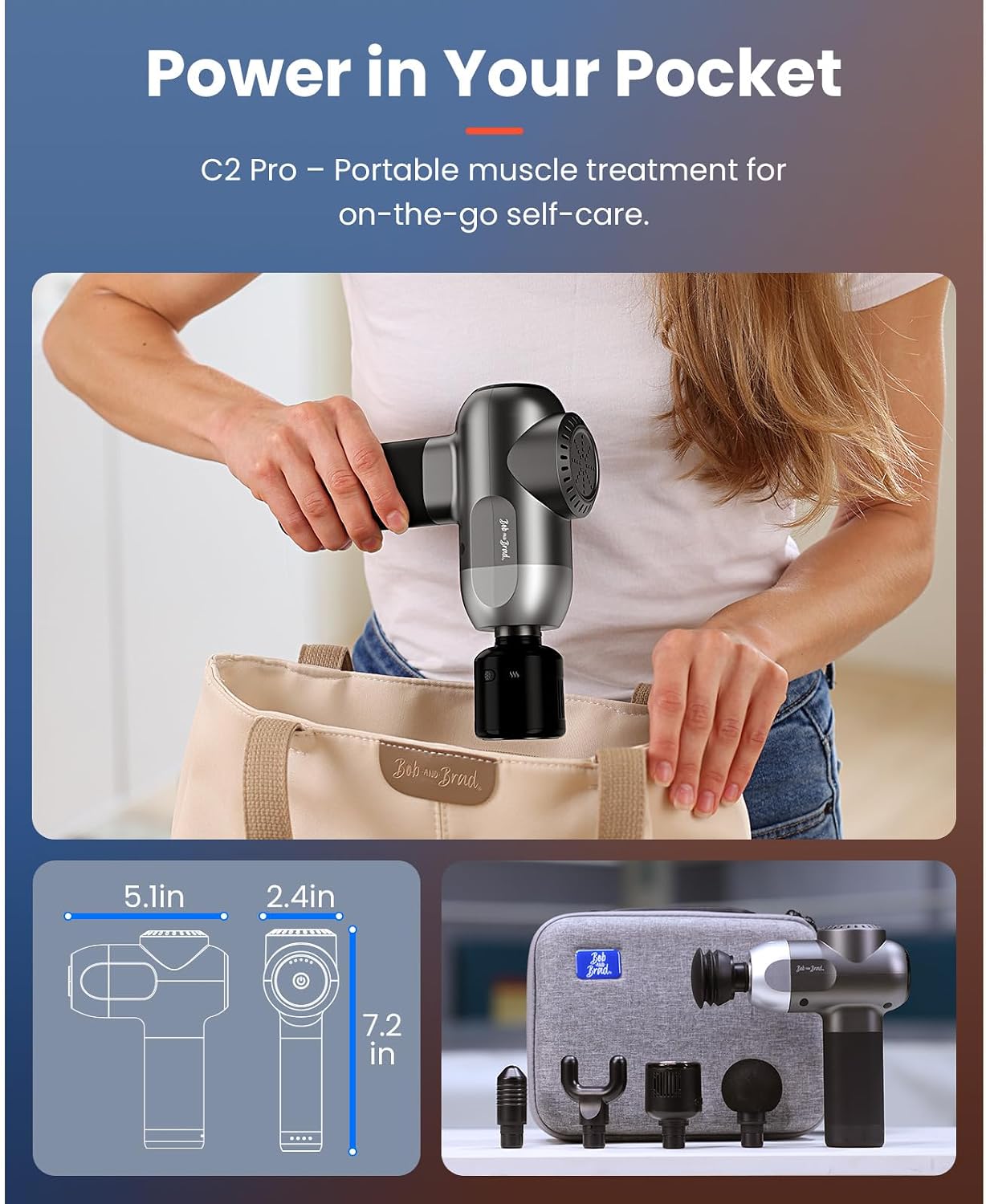 BOB AND BRAD C2 Pro Massage Gun with Heat and Cold Therapy, FSA Eligible & HSA Approved — view 7