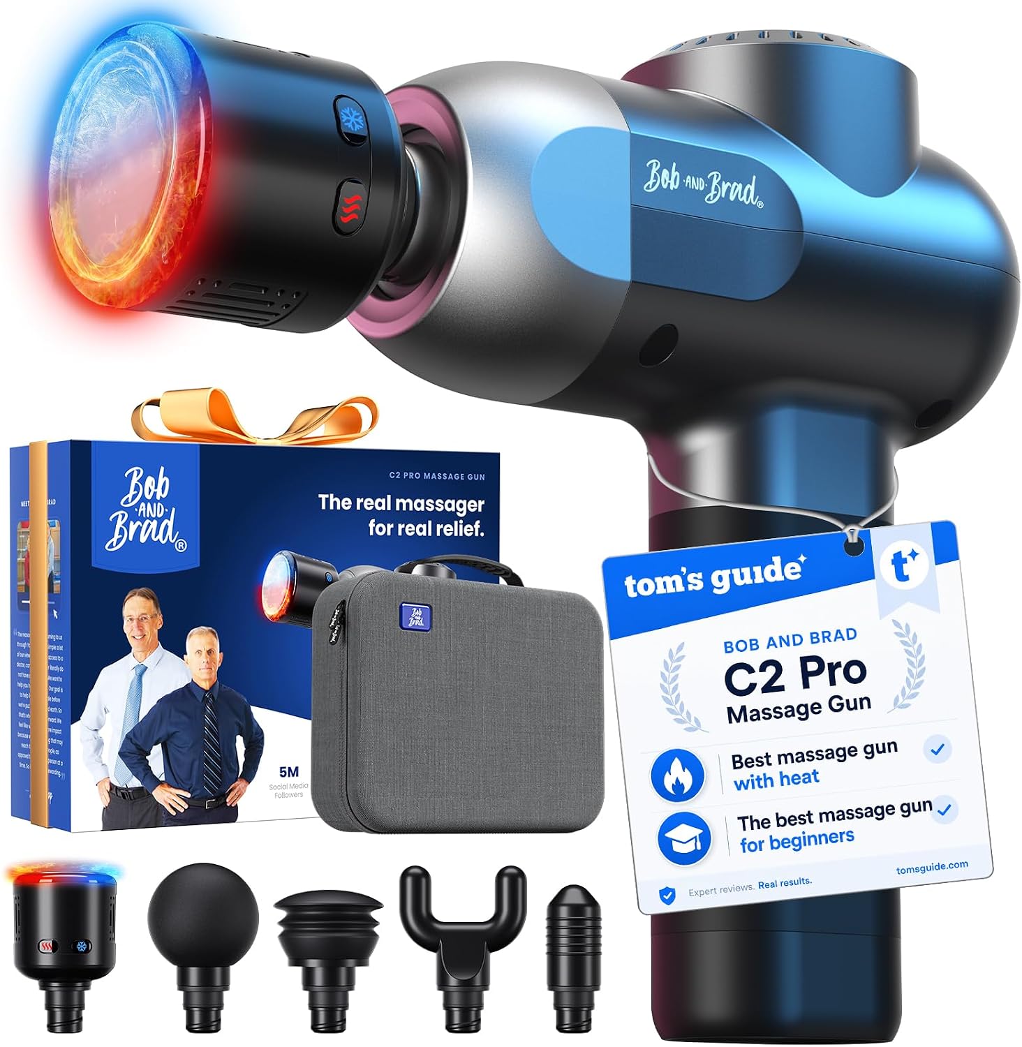 BOB AND BRAD C2 Pro Massage Gun with Heat and Cold Therapy, FSA Eligible & HSA Approved