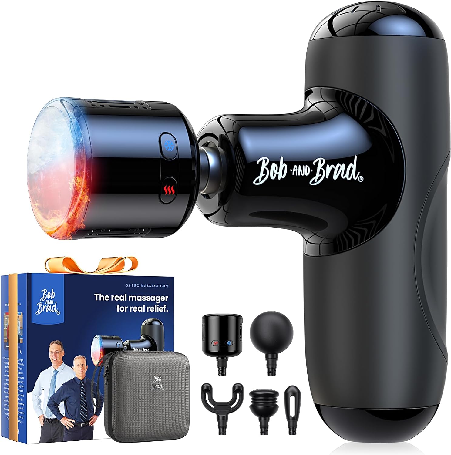 BOB AND BRAD Q2 Pro Mini Massage Gun with Heat and Cold, Pocket-Sized Deep Tissue Massager, HSA
