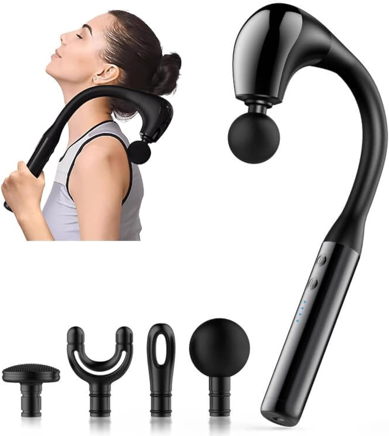 Fronnor Massage Gun Deep Tissue with Extended Handle Revolutionary U-Shaped Back Massager Body