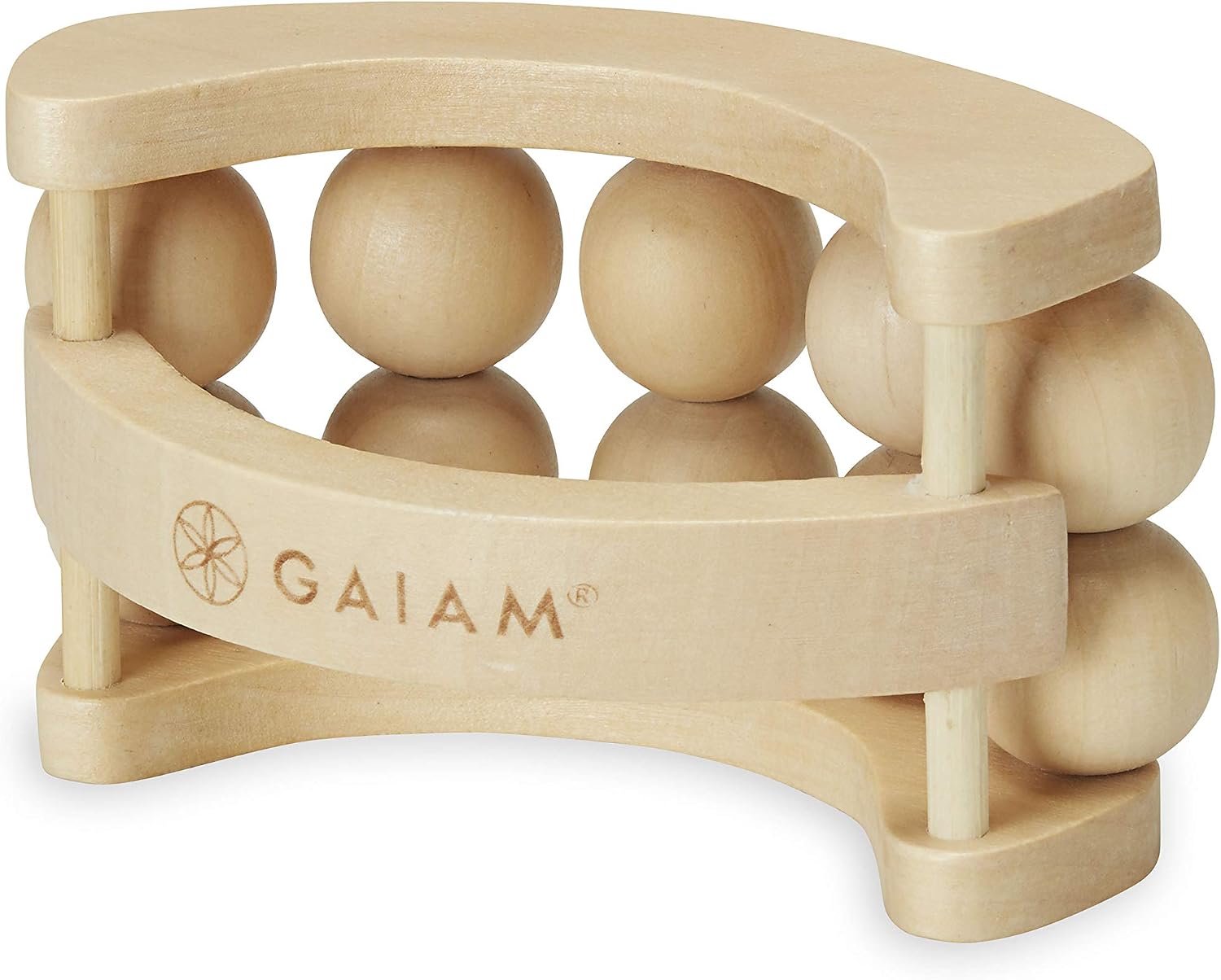 Gaiam Relax Massage Ball Roller, Handheld Wooden Tool