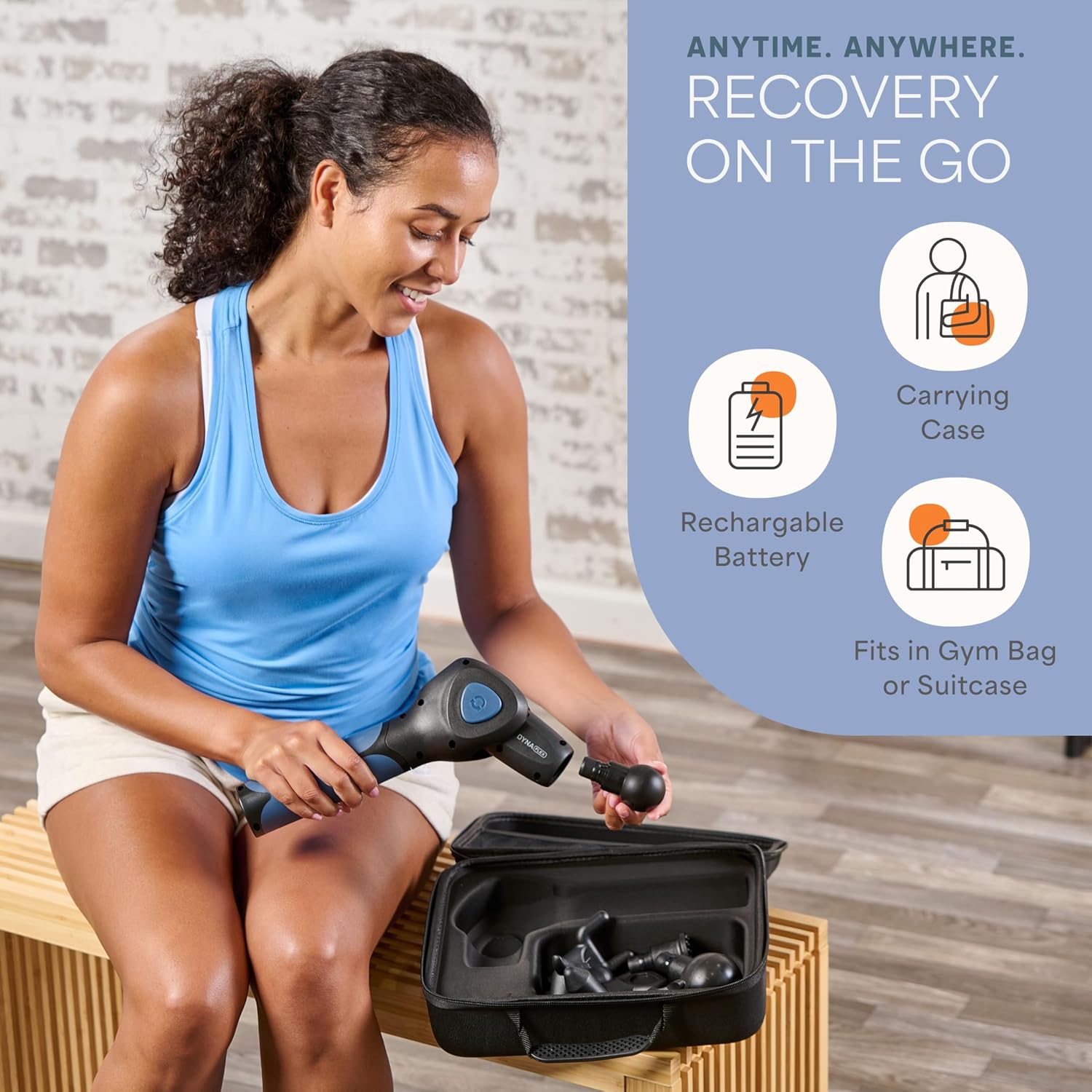 LifePro DynaFlex Percussion Massage Gun, Rotating Arm, 10 Heads, 16 Speeds — view 7