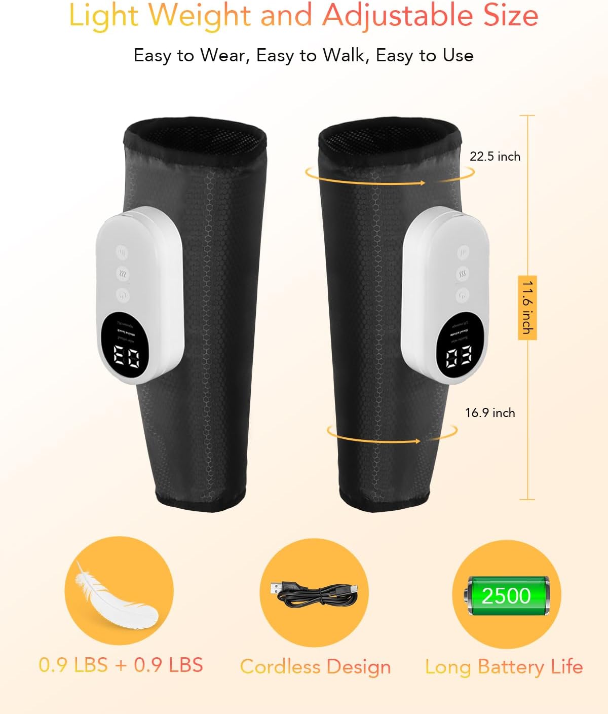 LINGTENG Leg Massager for Circulation and Pain Relief, Calf Air Compression — view 4