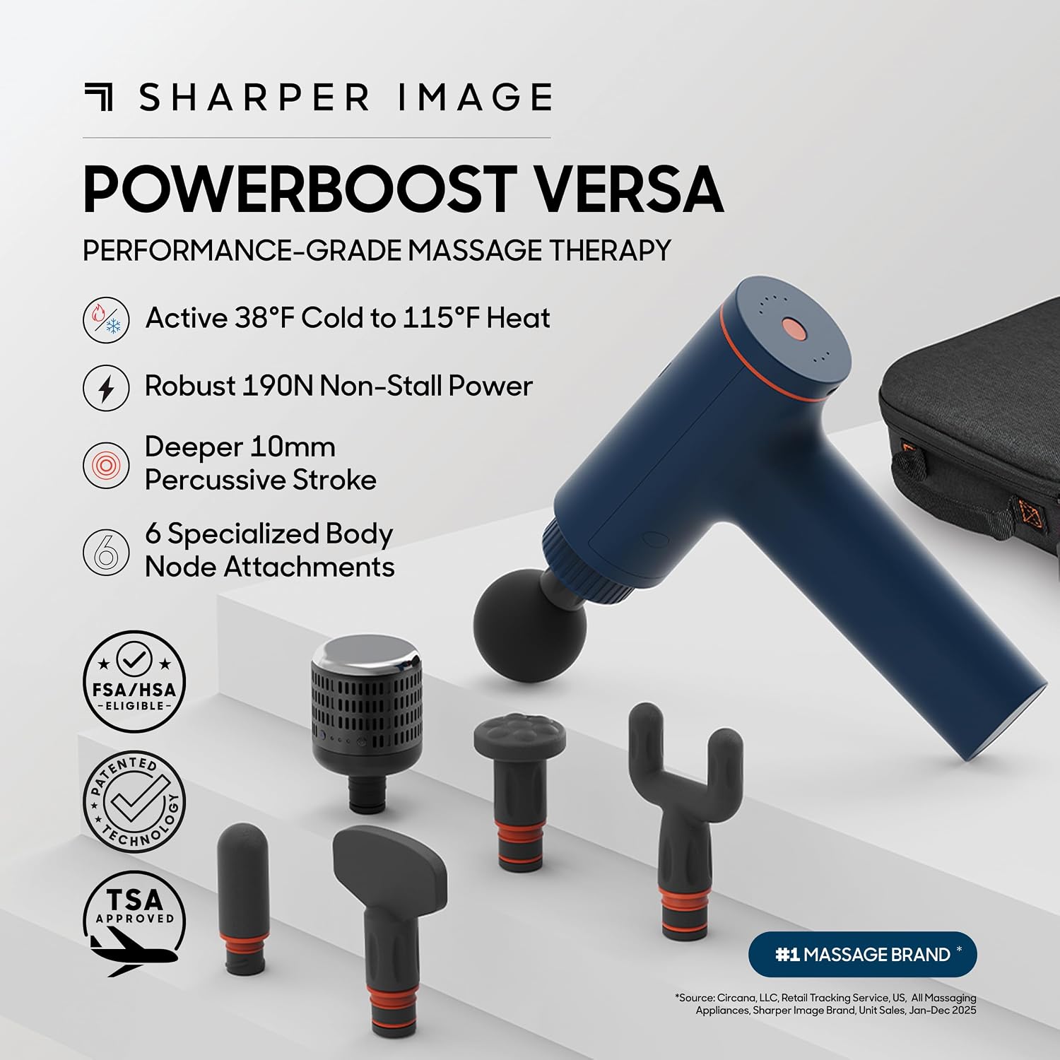Sharper Image Deep Tissue Percussion Massage Gun, Powerboost Versa Hot & Cold Rechargeable Handheld — view 2