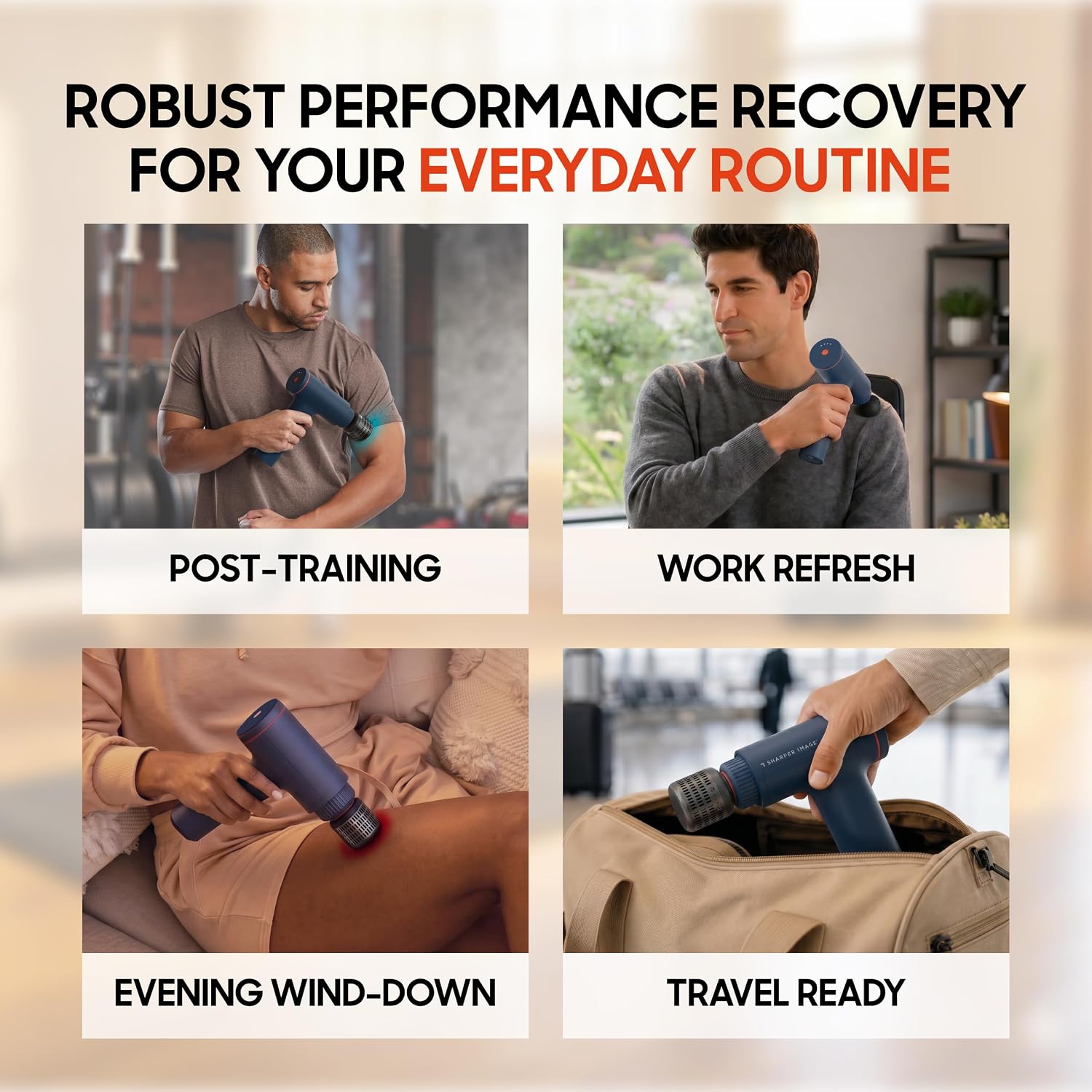 Sharper Image Deep Tissue Percussion Massage Gun, Powerboost Versa Hot & Cold Rechargeable Handheld — view 6