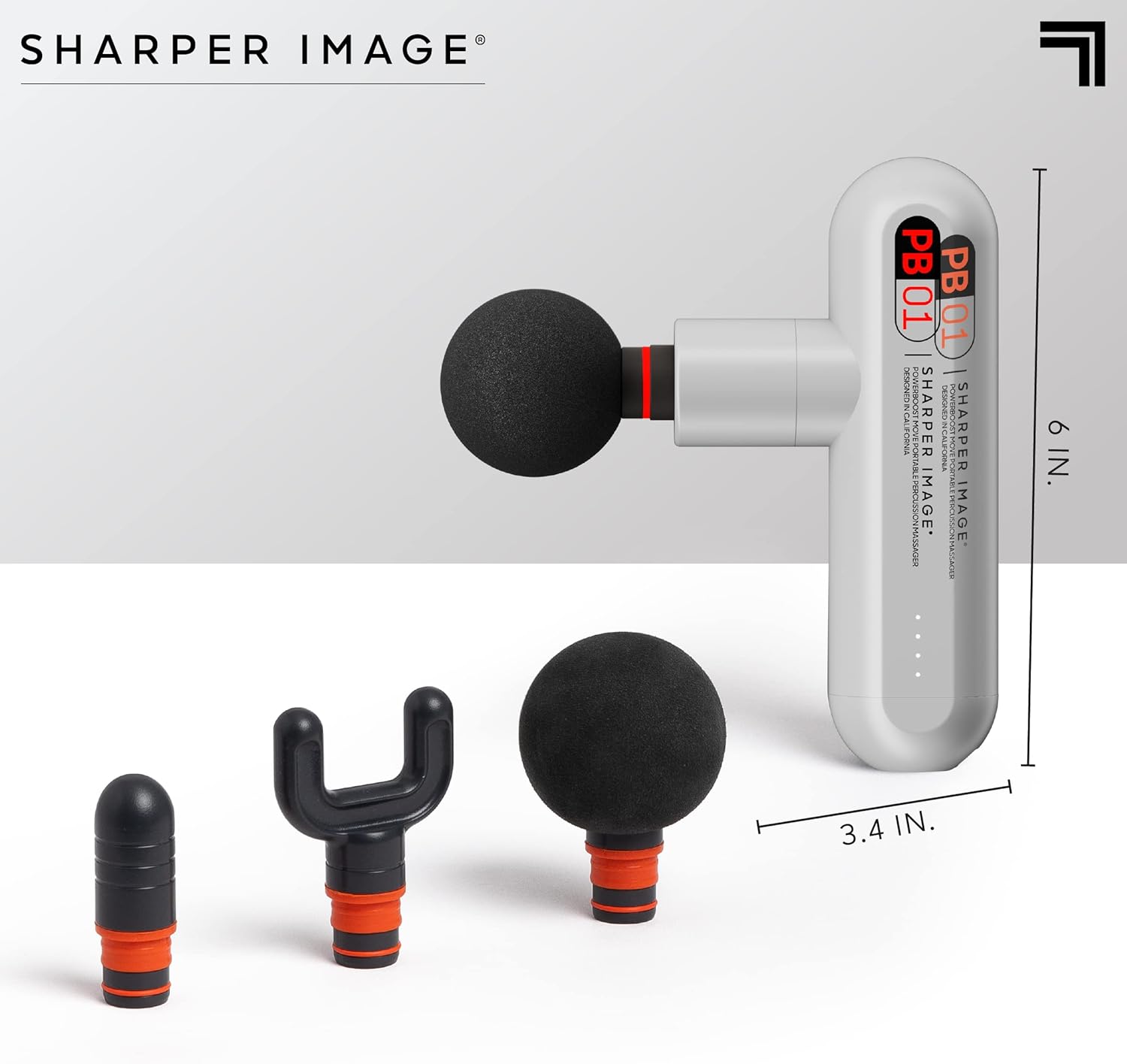 Sharper Image Powerboost Move - Mini Percussion Massage Gun| 4 Attachments, 4 Speeds, FSA Eligible — view 9