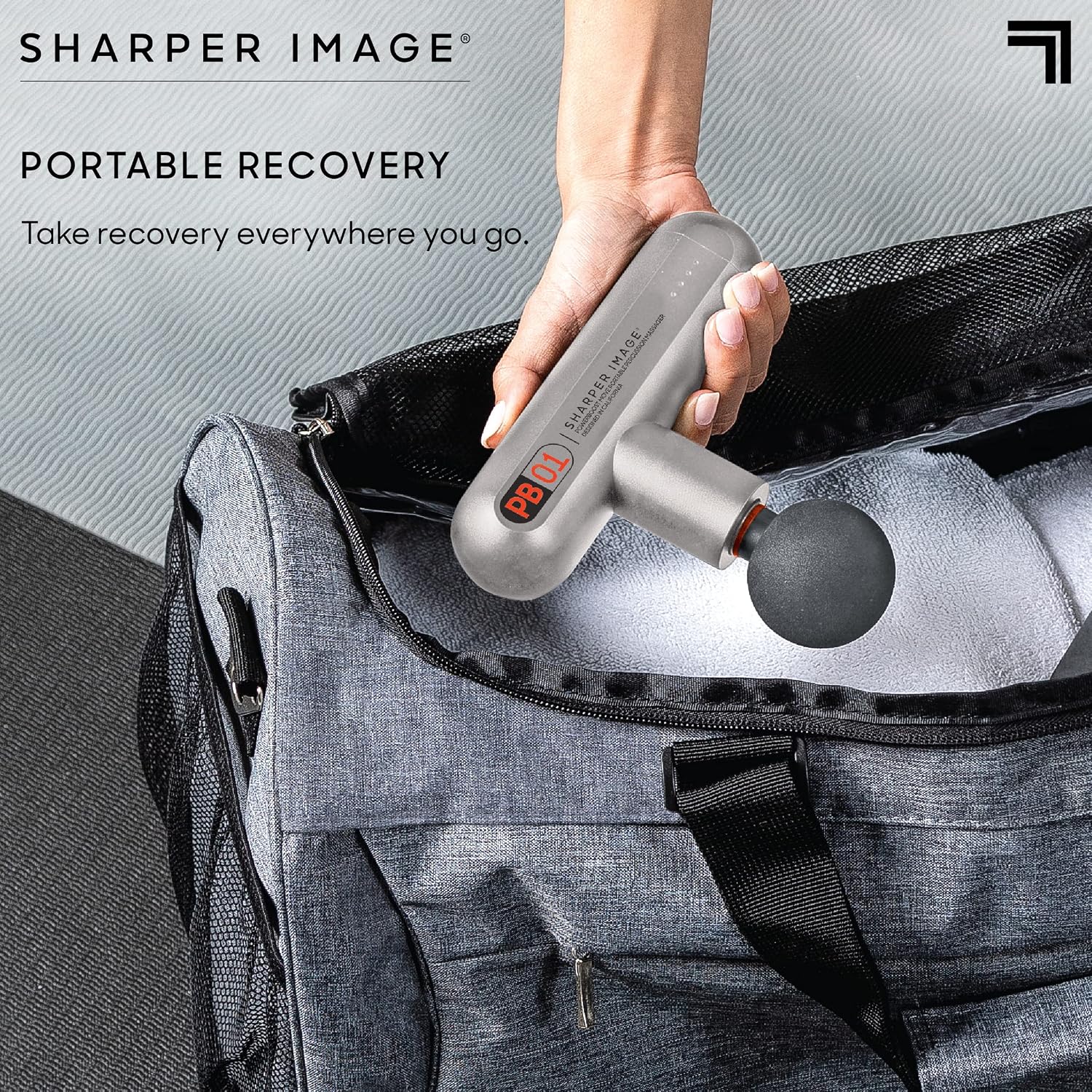 Sharper Image Powerboost Move - Mini Percussion Massage Gun| 4 Attachments, 4 Speeds, FSA Eligible — view 8