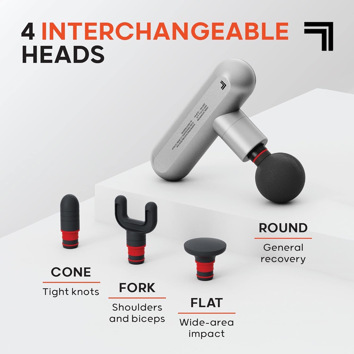 Sharper Image Powerboost Move - Mini Percussion Massage Gun| 4 Attachments, 4 Speeds, FSA Eligible — view 4
