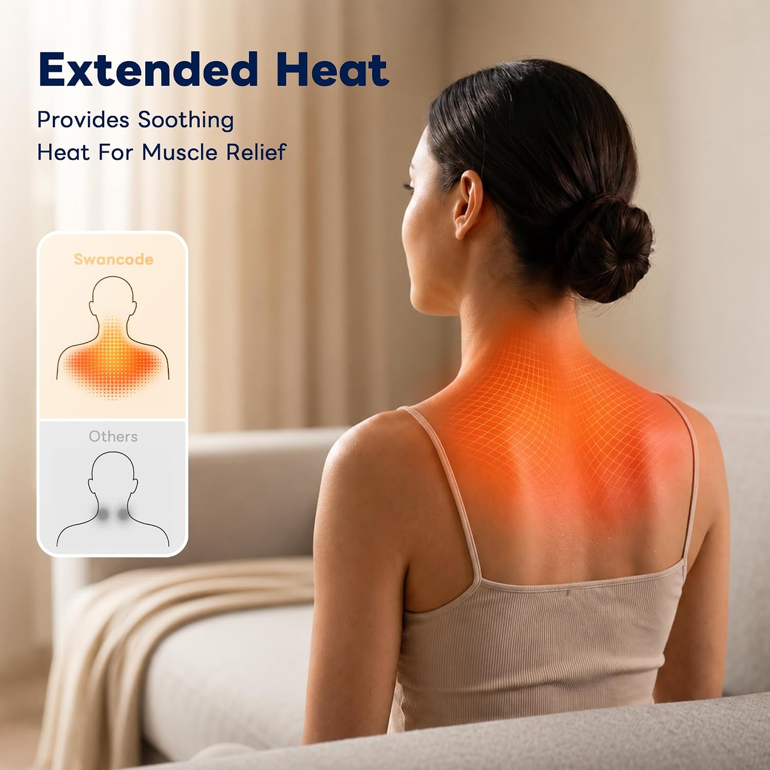 Upgraded 3-in-1 Neck Massager Pillow with Heat, Portable Cordless Neck Massager for Pain Relief — view 5