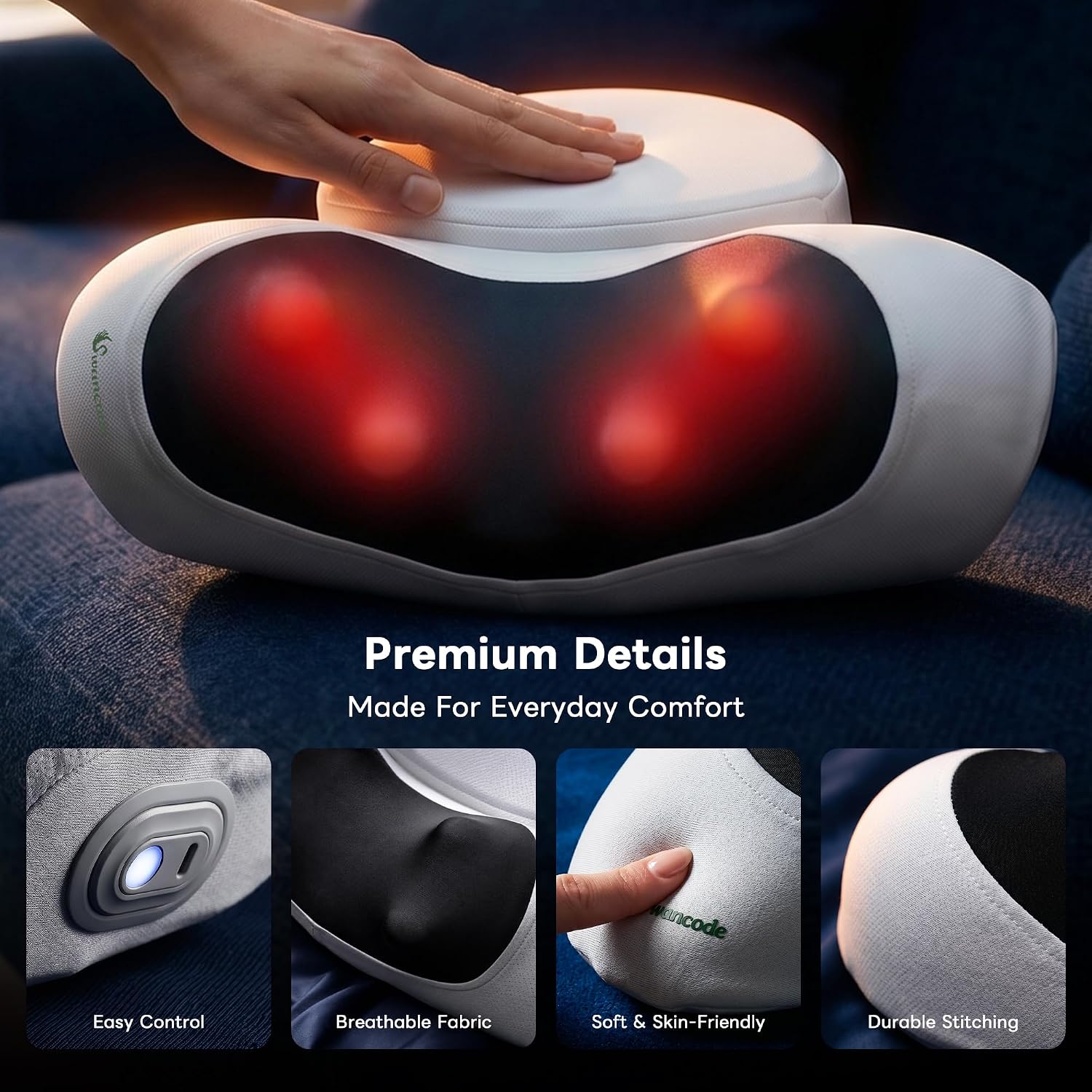 Upgraded 3-in-1 Neck Massager Pillow with Heat, Portable Cordless Neck Massager for Pain Relief — view 7