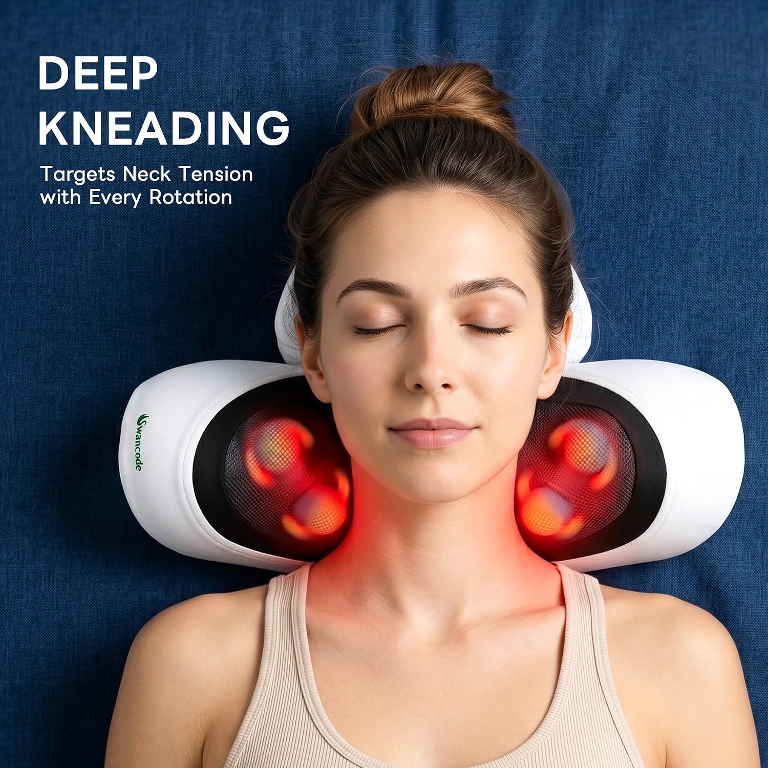 Upgraded 3-in-1 Neck Massager Pillow with Heat, Portable Cordless Neck Massager for Pain Relief — view 3
