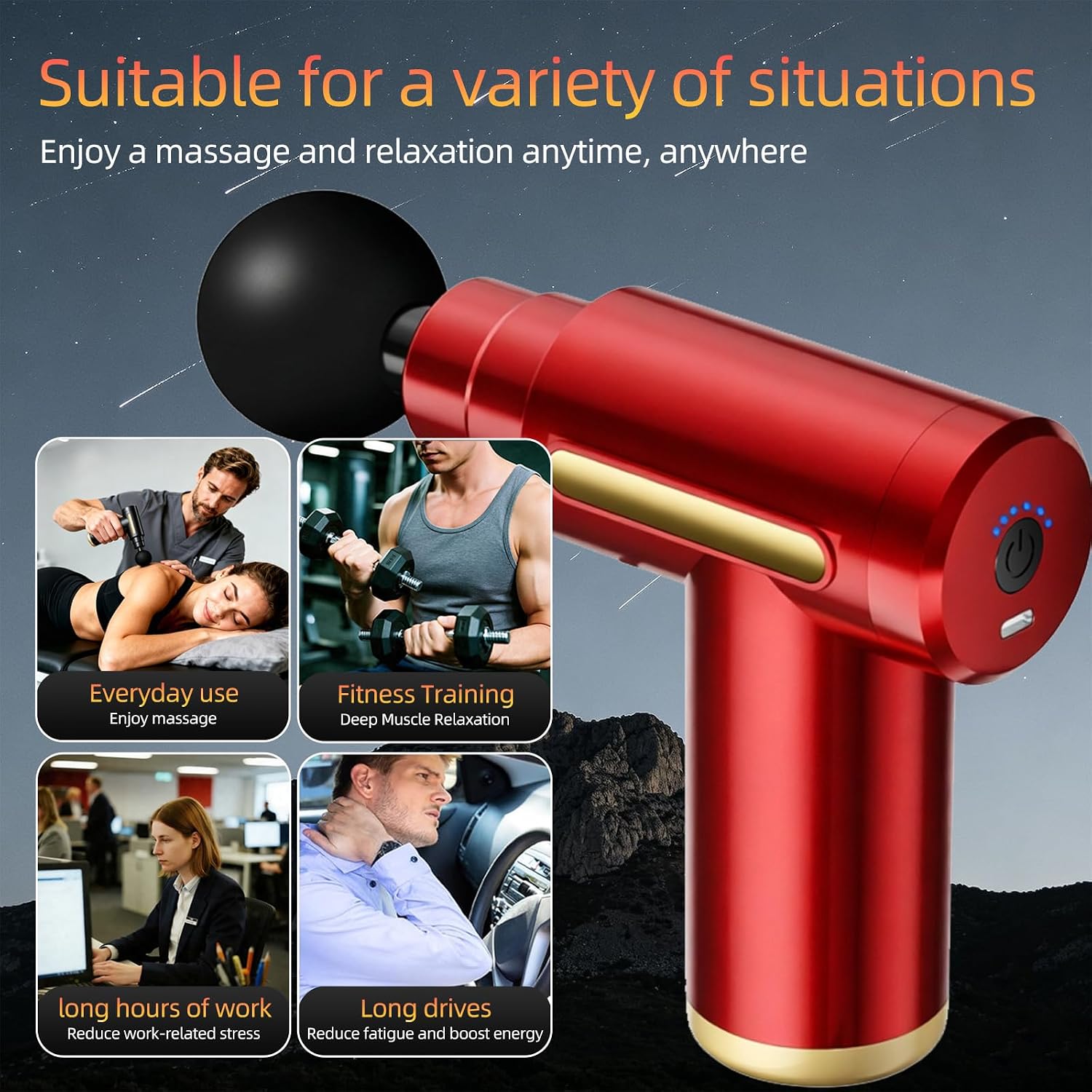 YUESHANHE Massage Gun, Electric Massager, Suitable for Whole Body to Relieve Fatigue, Replaceable — view 2