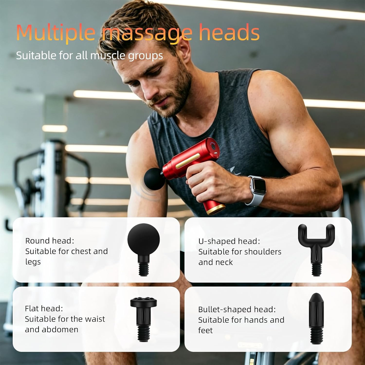 YUESHANHE Massage Gun, Electric Massager, Suitable for Whole Body to Relieve Fatigue, Replaceable — view 4