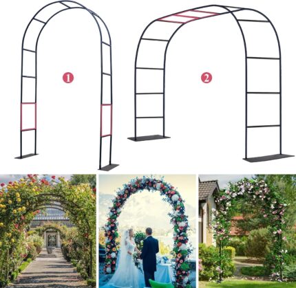 Adjustable Black Galvanized Steel Garden Arch