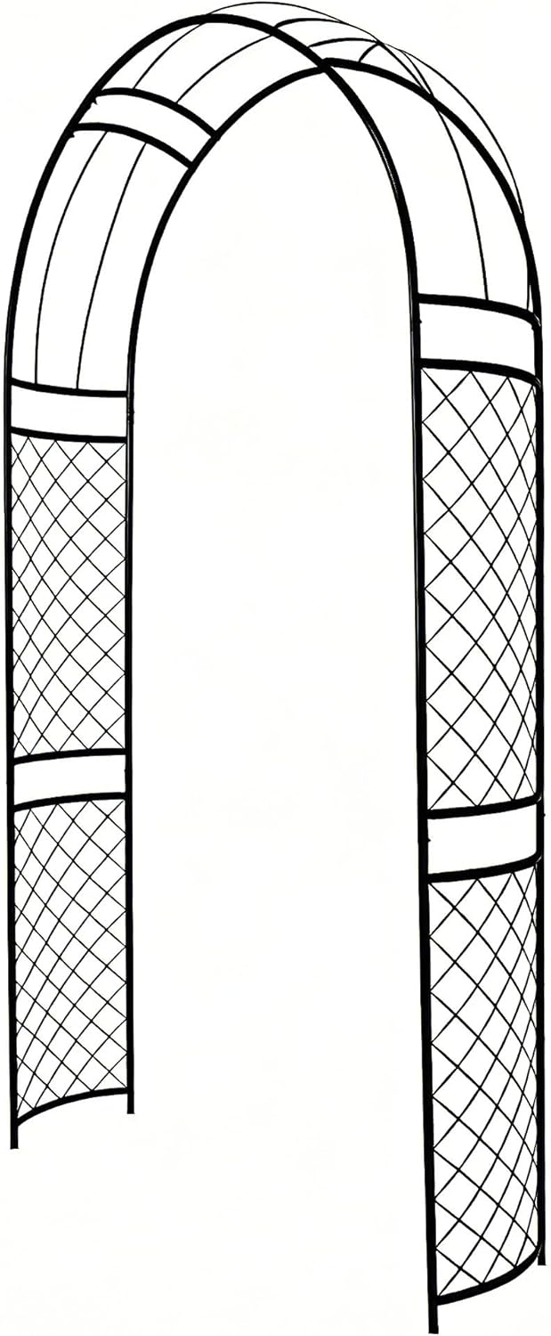 Decorative Black Metal Garden Arbor for Climbing Plants