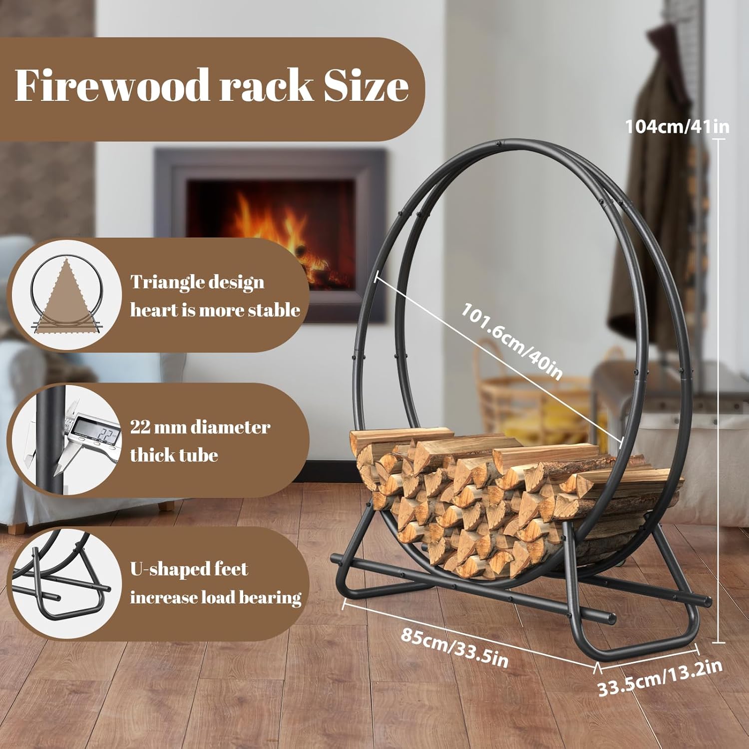Black Outdoor Round Firewood Rack
