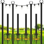 Adjustable Black Metal String Light Poles