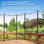 Adjustable Black Metal String Light Poles