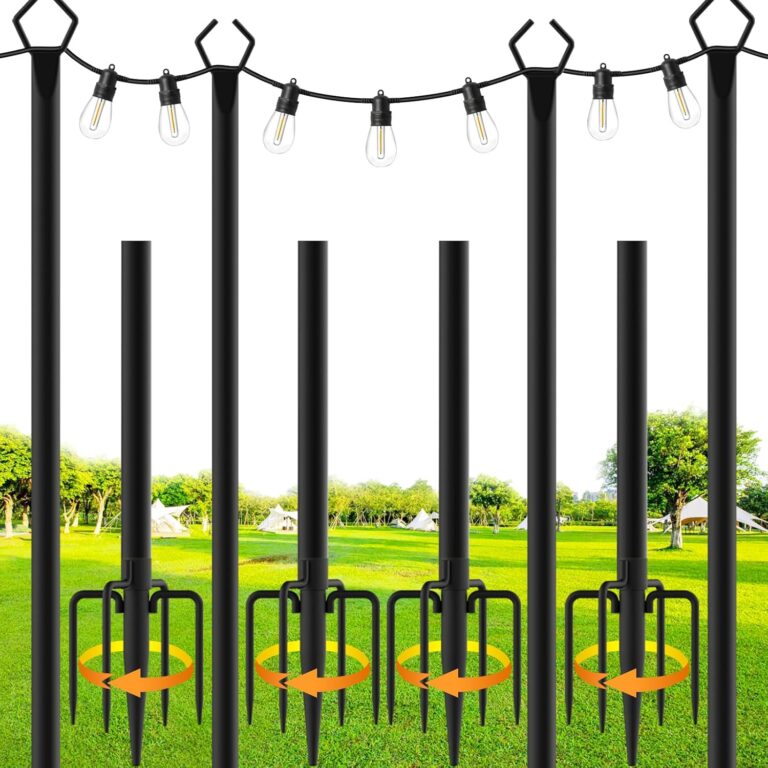 Adjustable Black Metal String Light Poles for Outdoor Decor