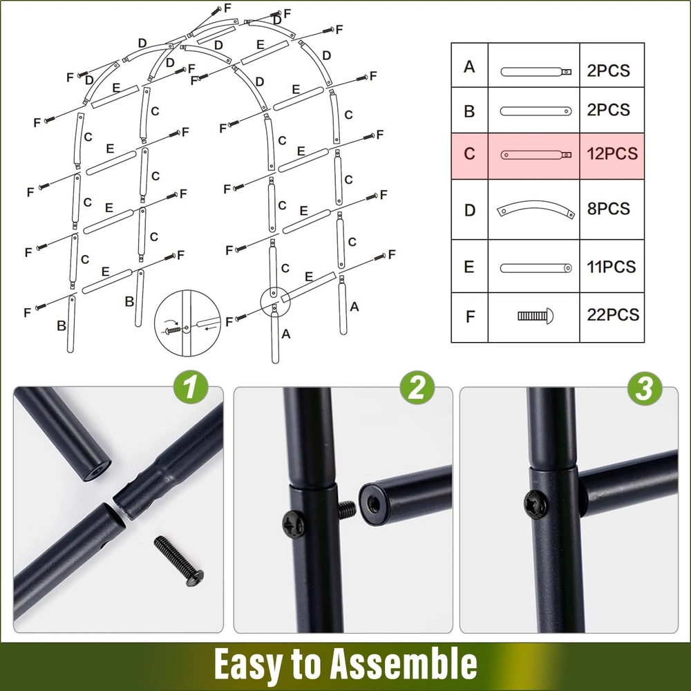 Versatile Black Metal Garden Arch