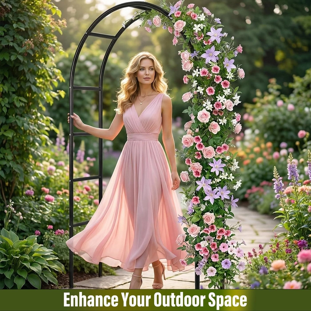 Versatile Black Metal Garden Arch