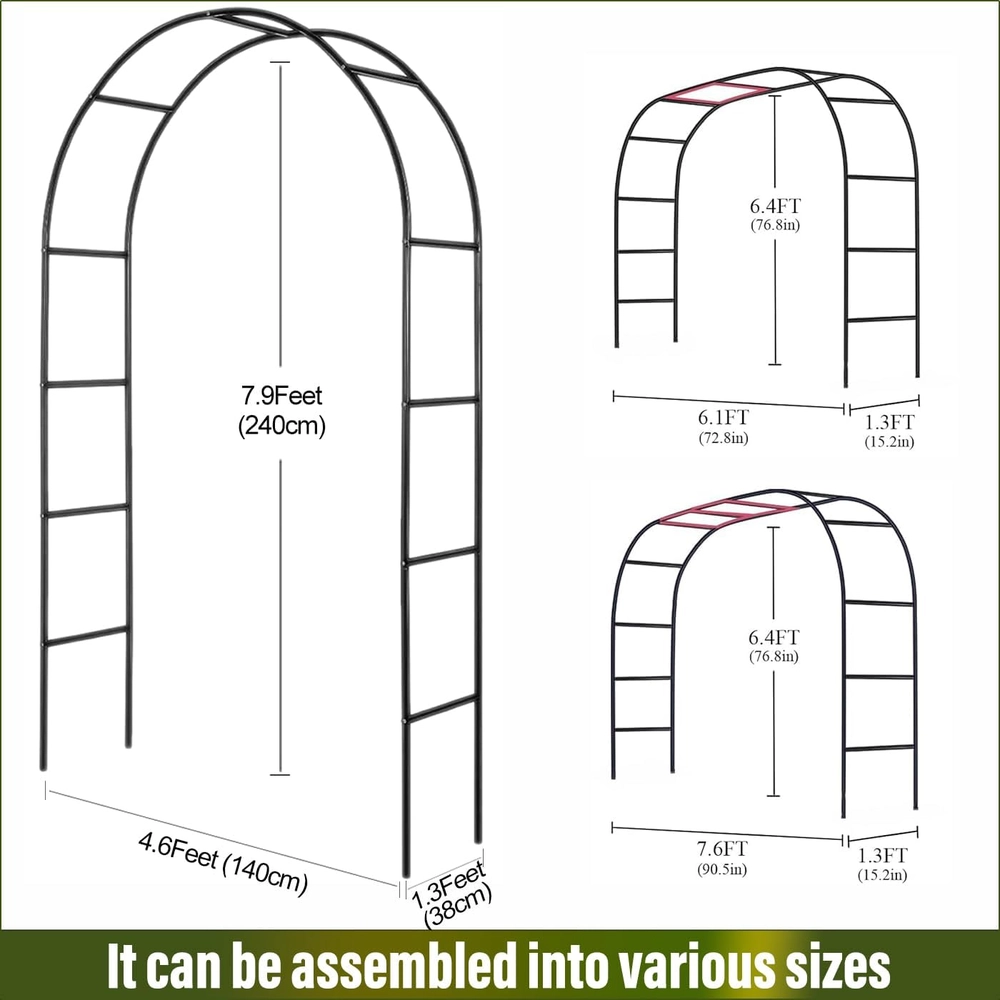 Versatile Black Metal Garden Arch