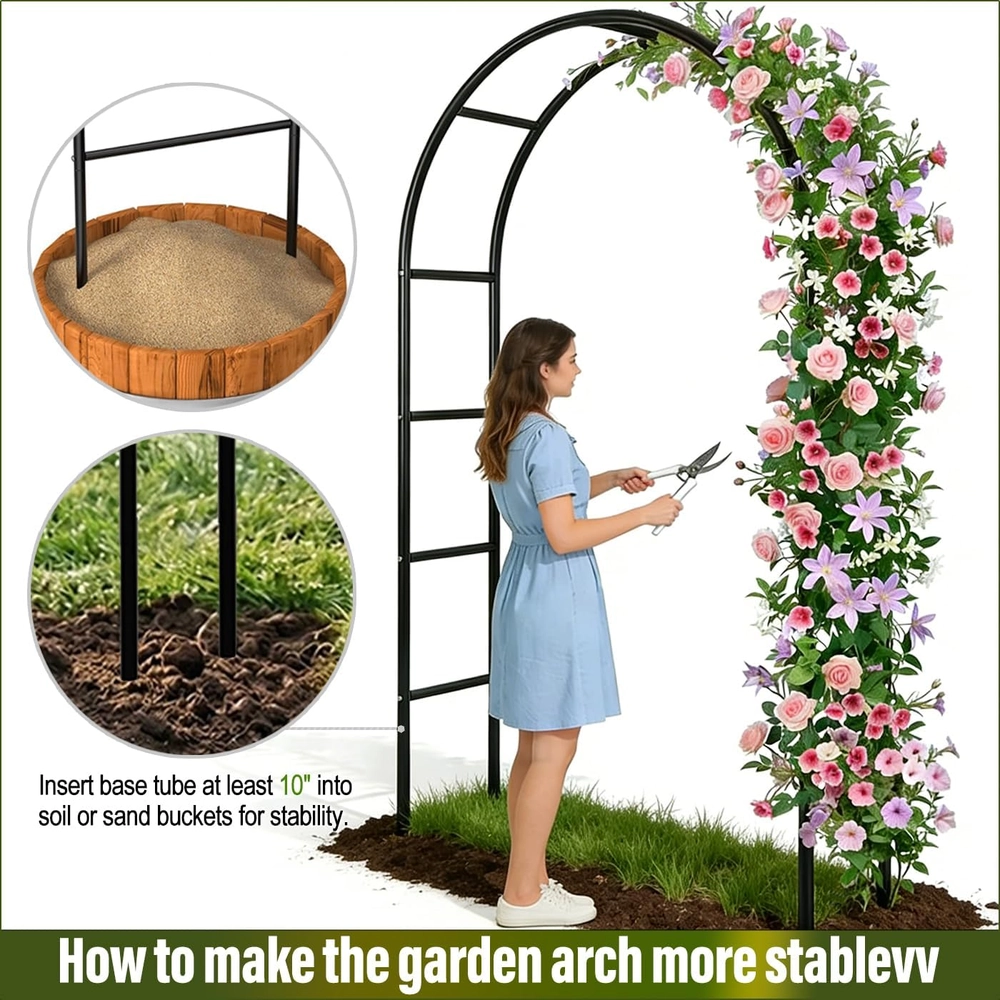 Versatile Black Metal Garden Arch