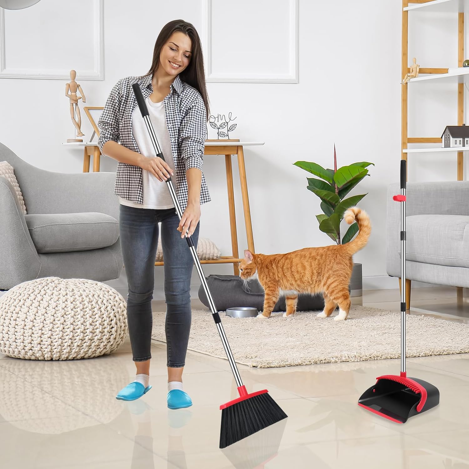 NACENA Broom and Dustpan Set, 52-in Long Adjustable Handle Broom Dustpan — view 2