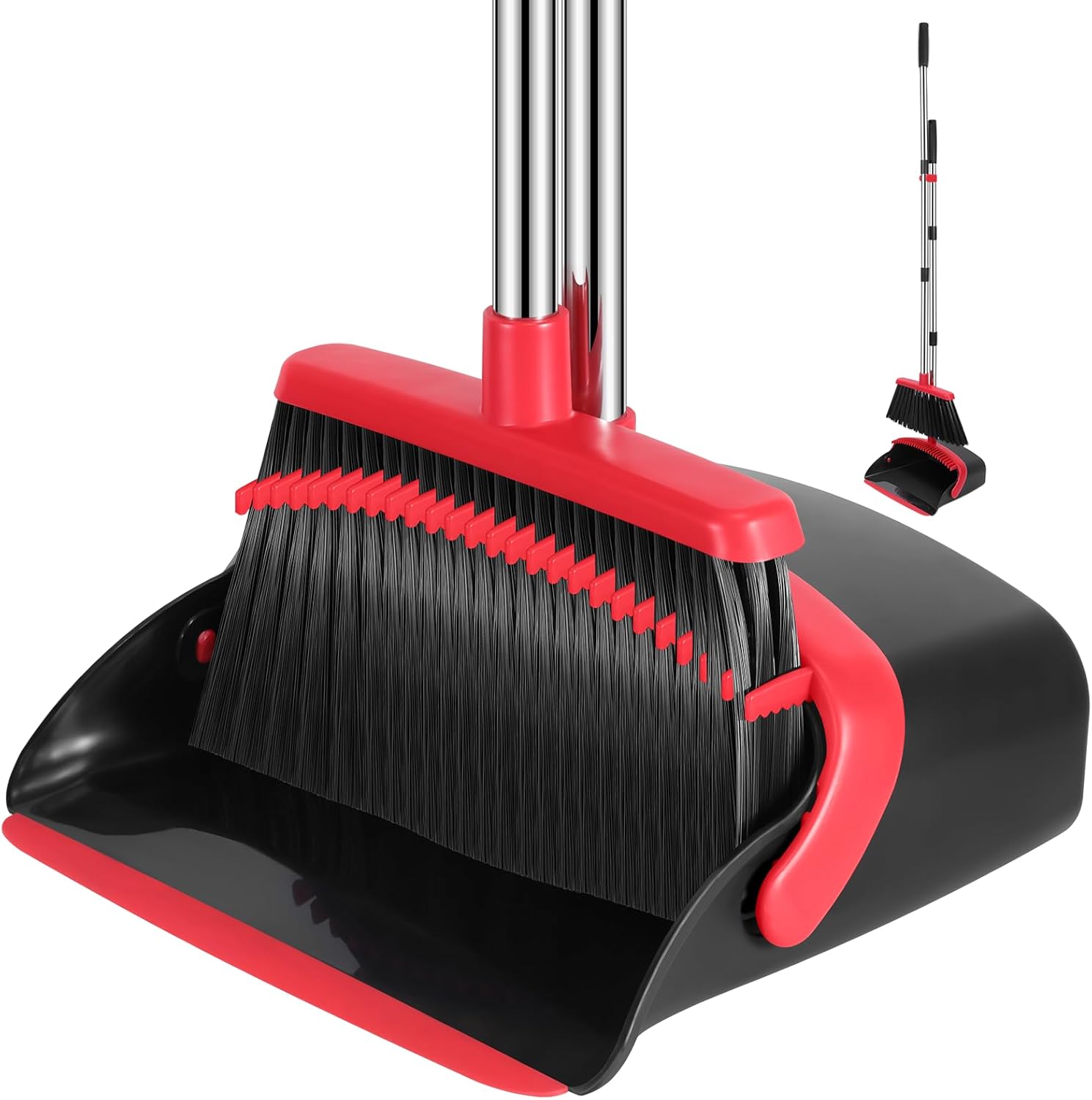NACENA Broom and Dustpan Set, 52-in Long Adjustable Handle Broom Dustpan