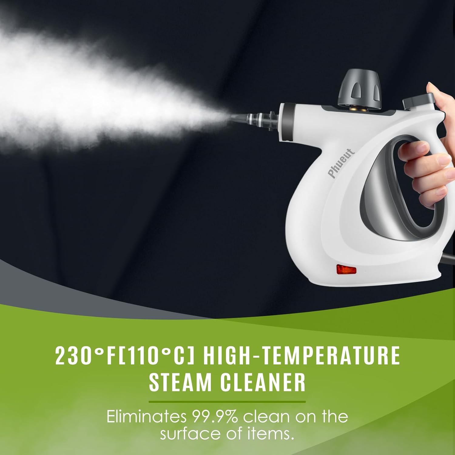 Phueut Pressurized Handheld Multi-Surface Natural Steam Cleaner with 12 pcs — view 2