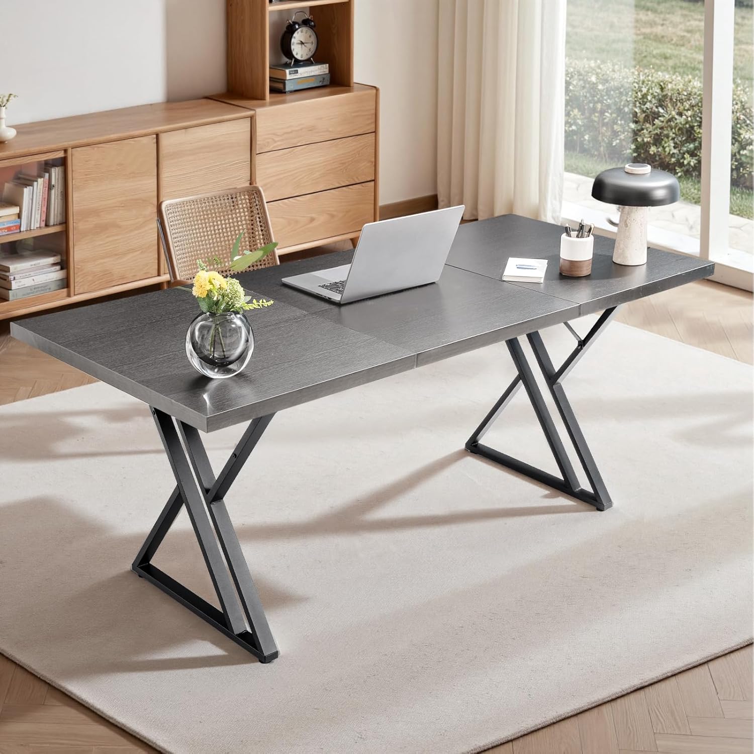 Industrial Gray Extendable Office Desk