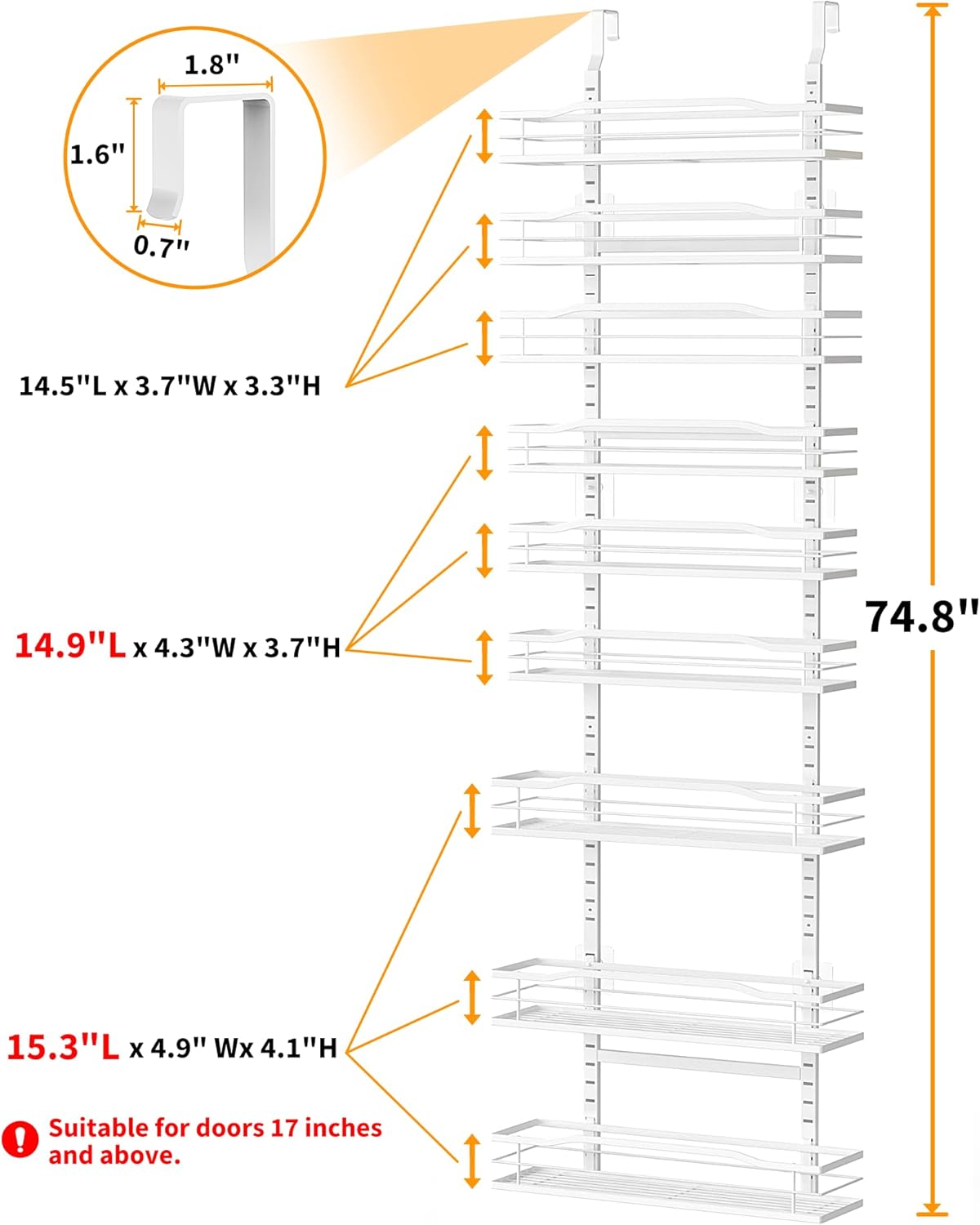 Adjustable 6-Tier Pantry Door Spice Rack Organizer — view 2