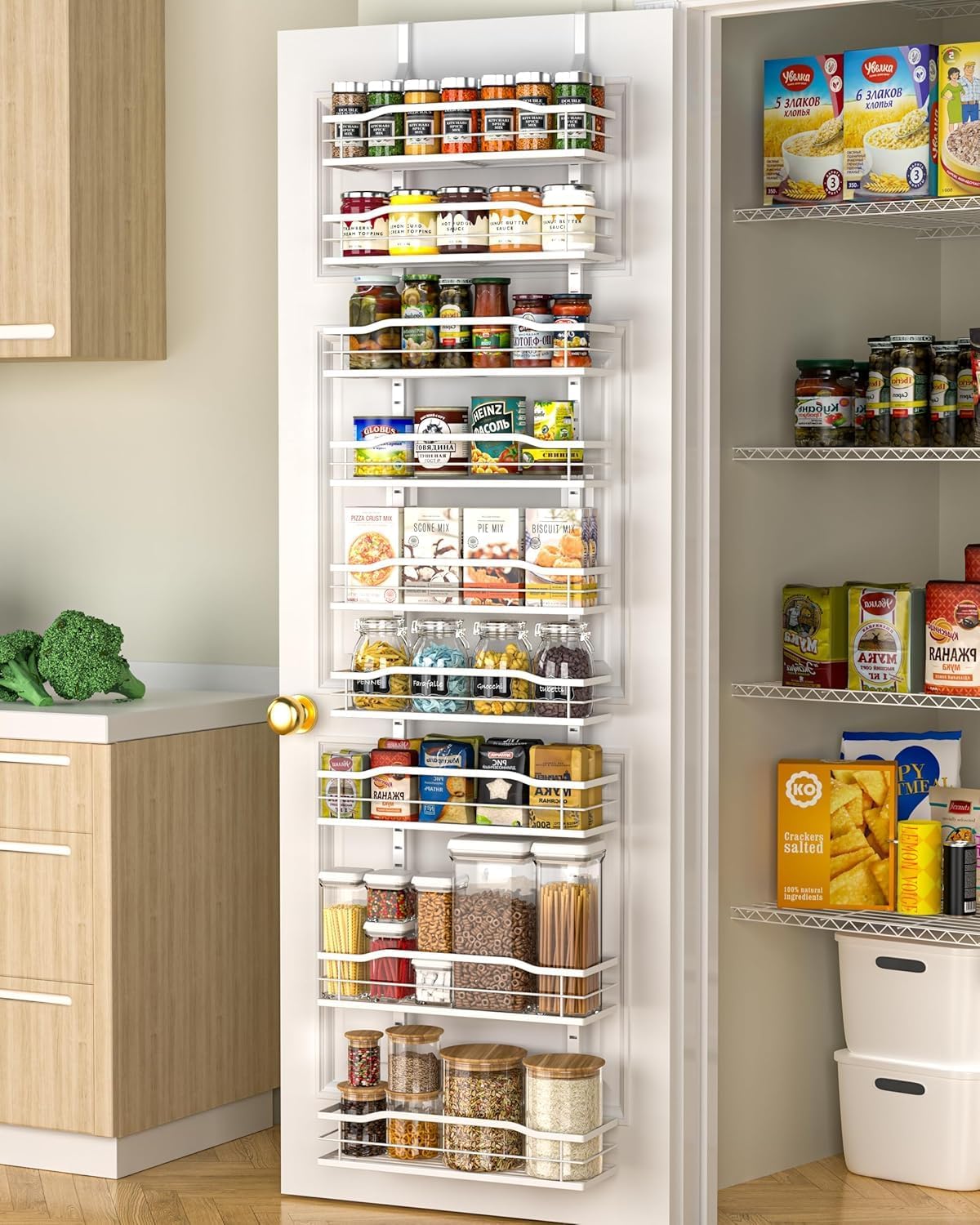 Adjustable 6-Tier Pantry Door Spice Rack Organizer — view 9